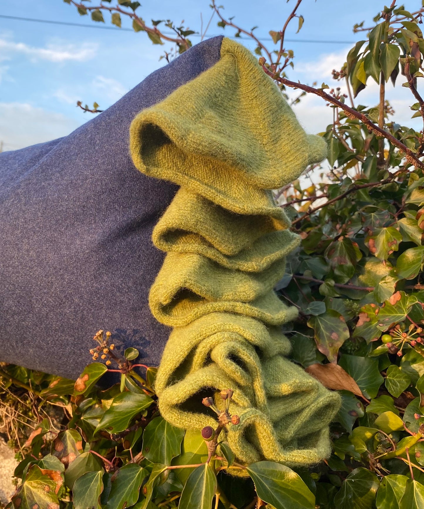 Blue and Green Sleepy Frill Cushion – Limited Edition, Handcrafted