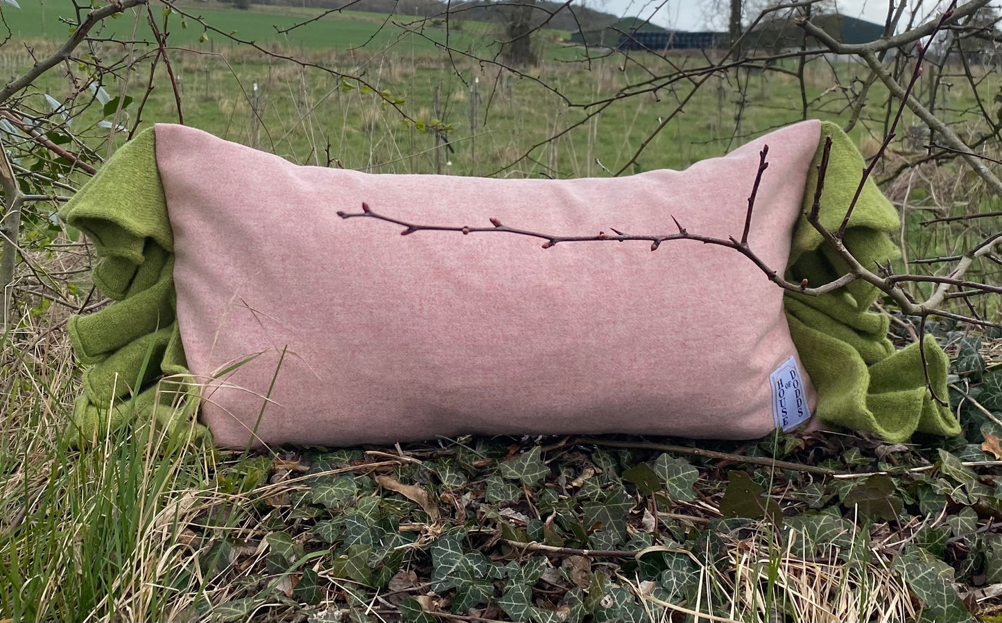 Pink and Green Sleepy Frill Cushion – Limited Edition, Handcrafted