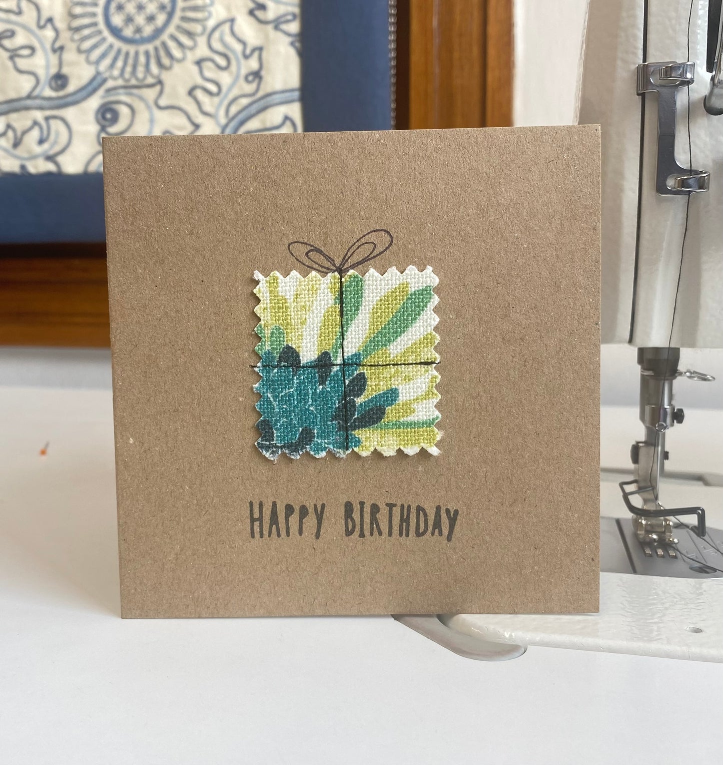Green floral Happy birthday card!