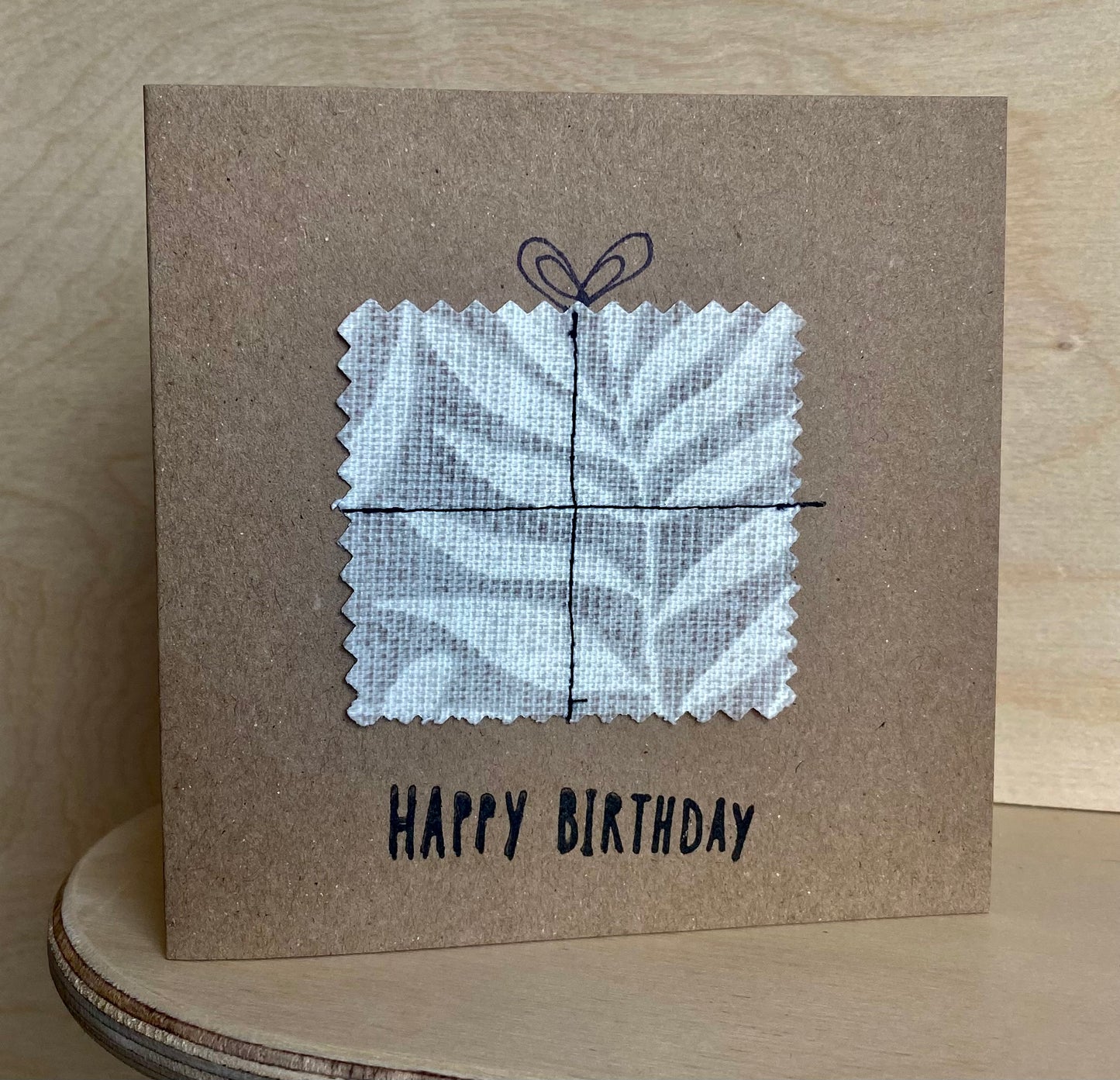 Grey leaf Happy birthday card!