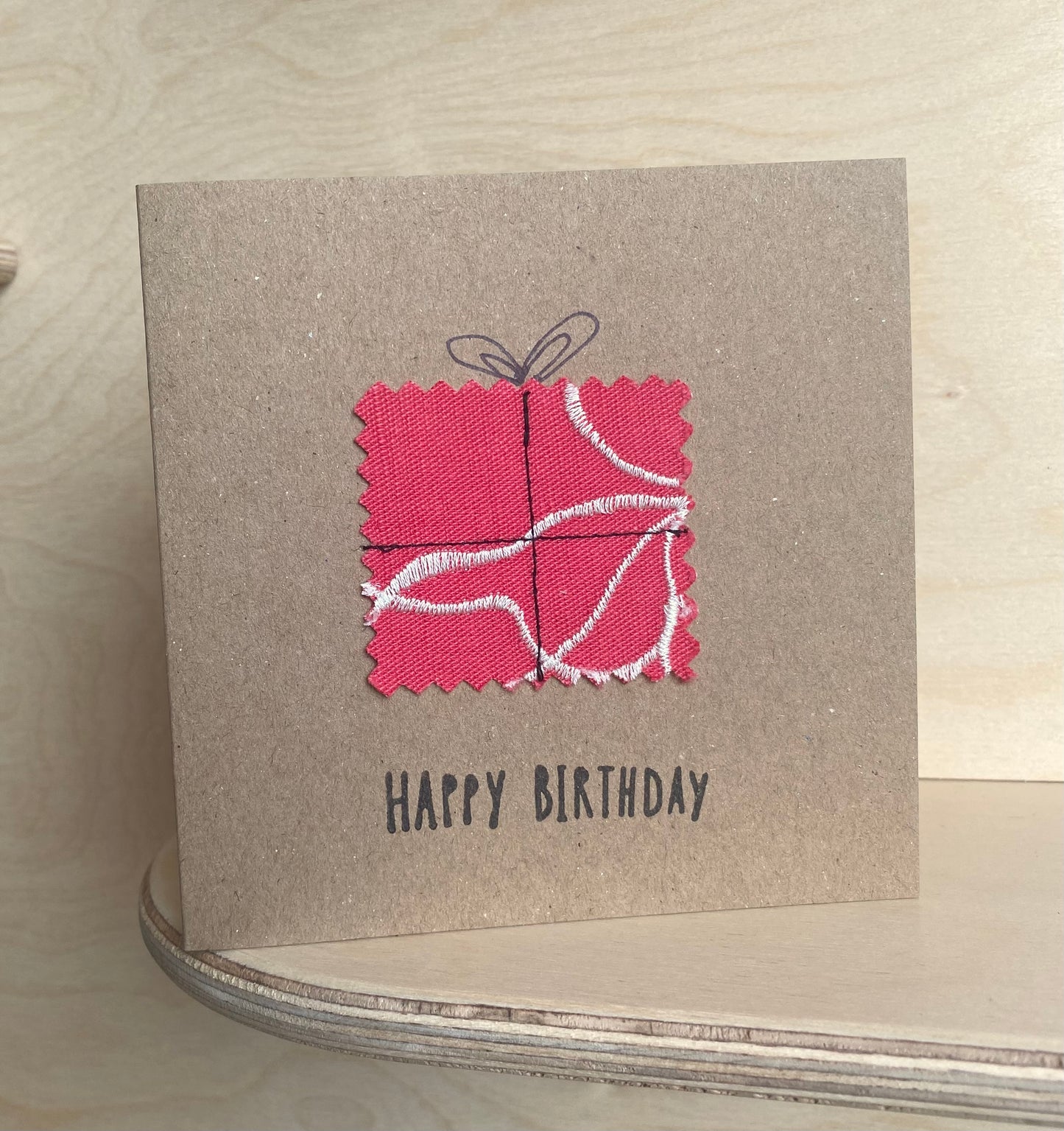 Pink embroidery Happy birthday card!