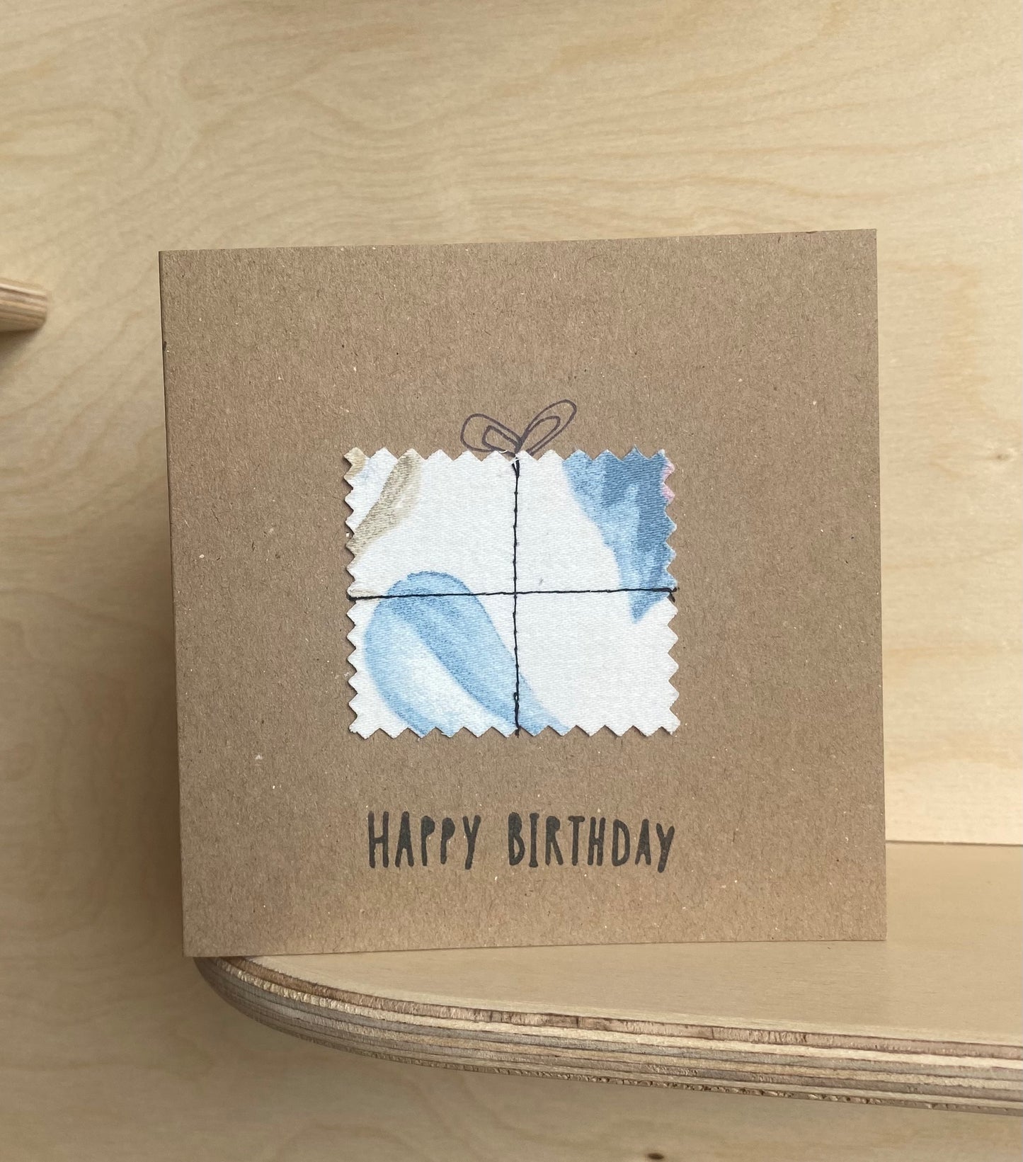 Pink and Blue Flower Happy birthday card!