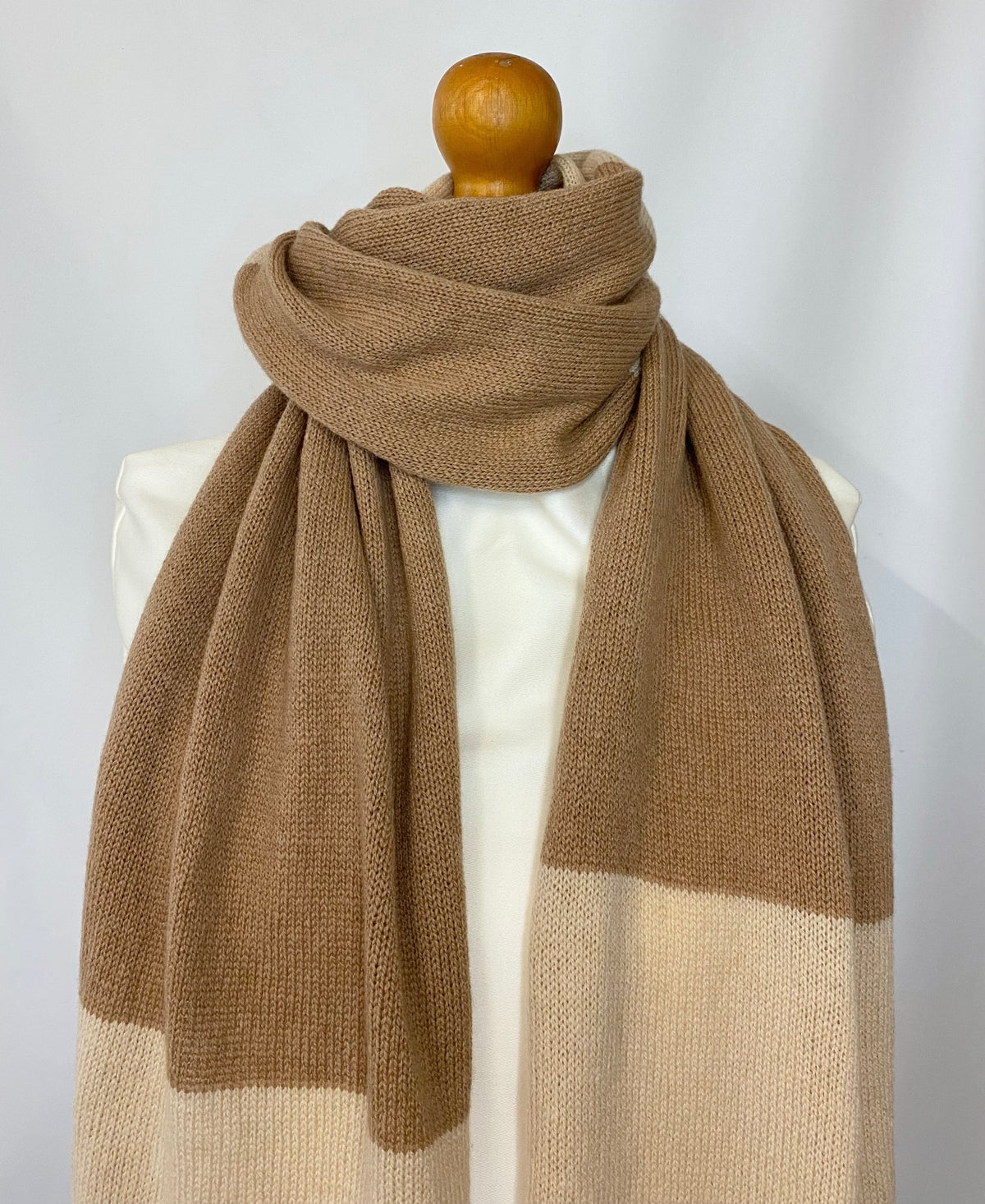 Blocked Beige and Cream Scarf 100% Lambswool