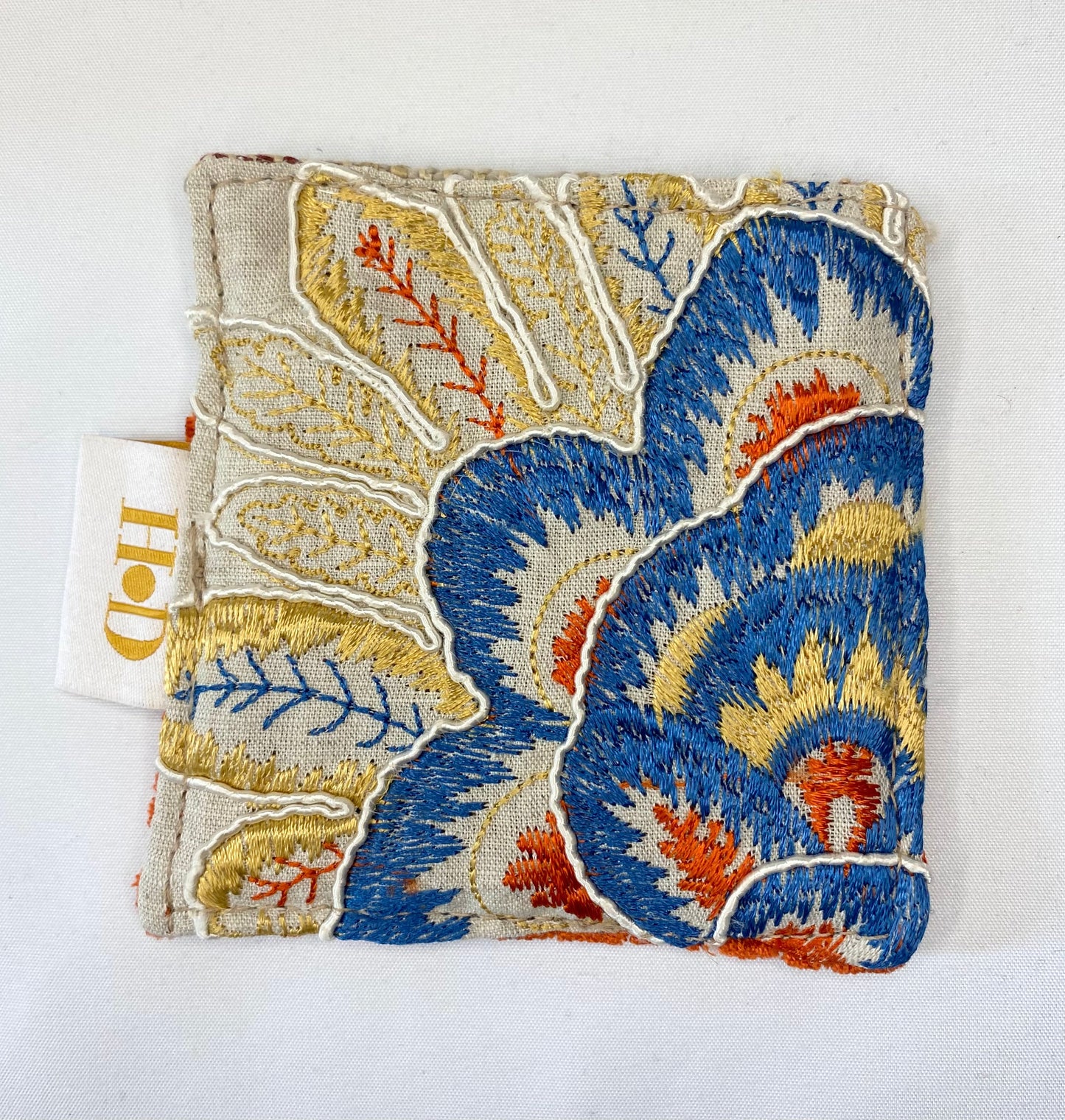 Orange Velvet and Embroidered - Card Holder