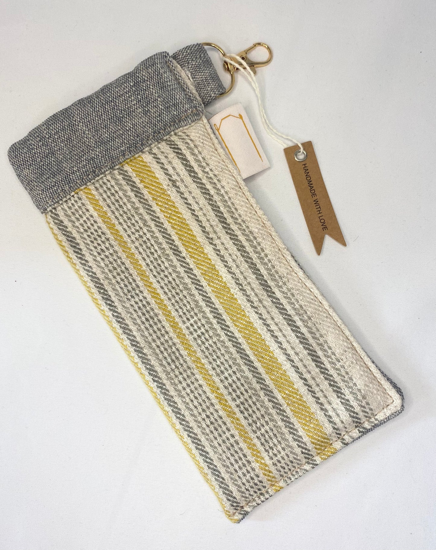 Grey and Yellow striped Glasses Case