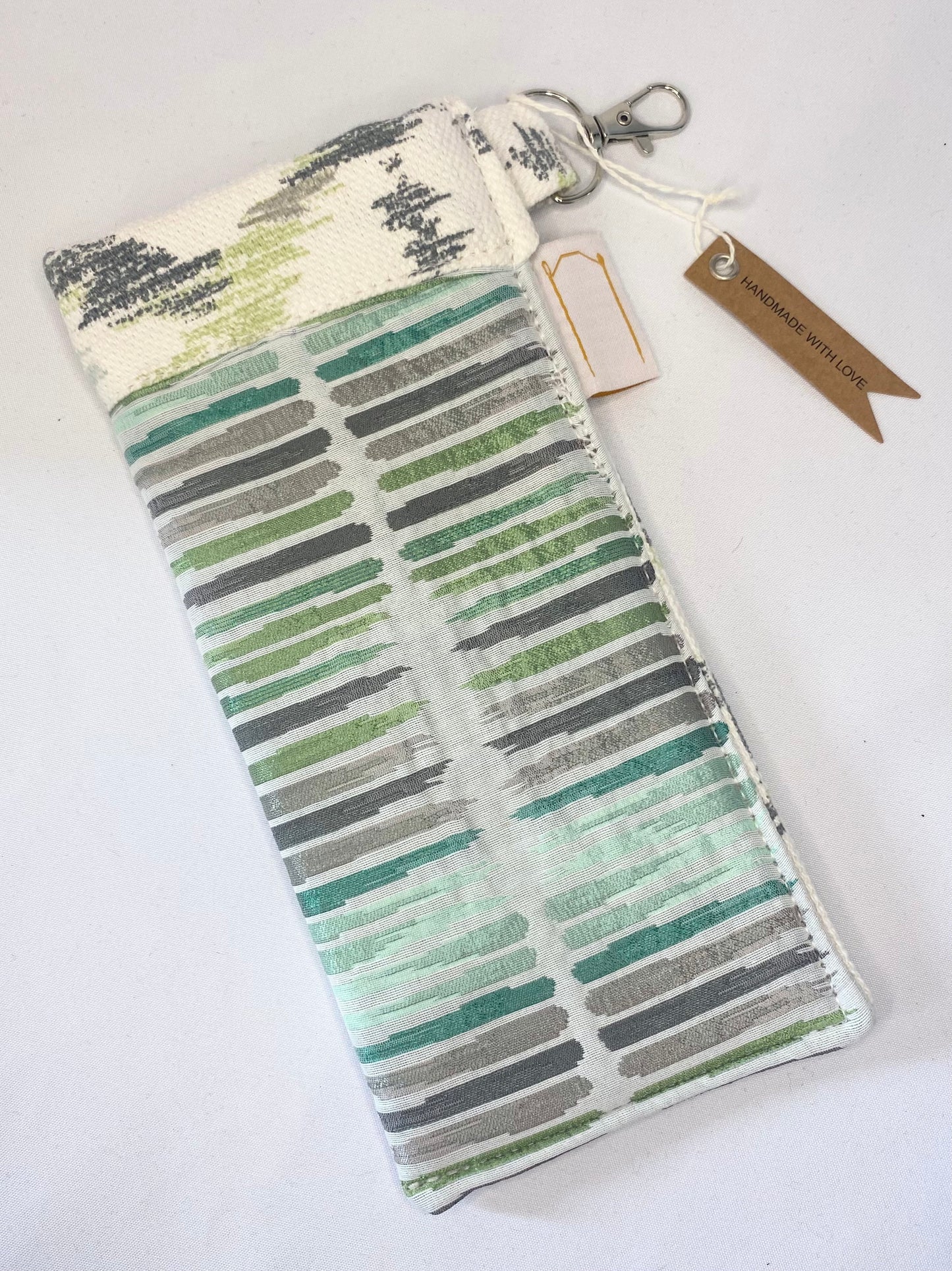 Green Tonal striped Glasses Case