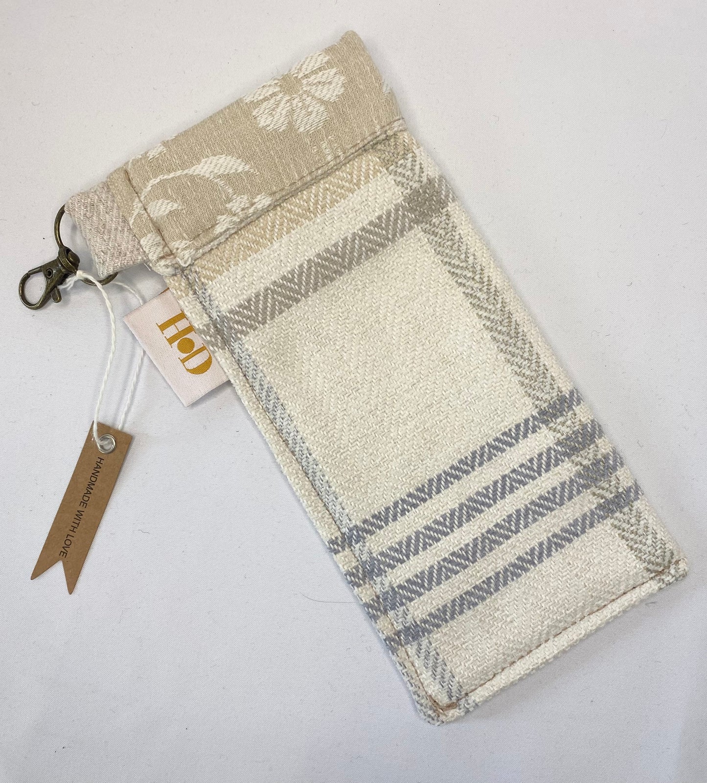Cream Tartan Glasses Case
