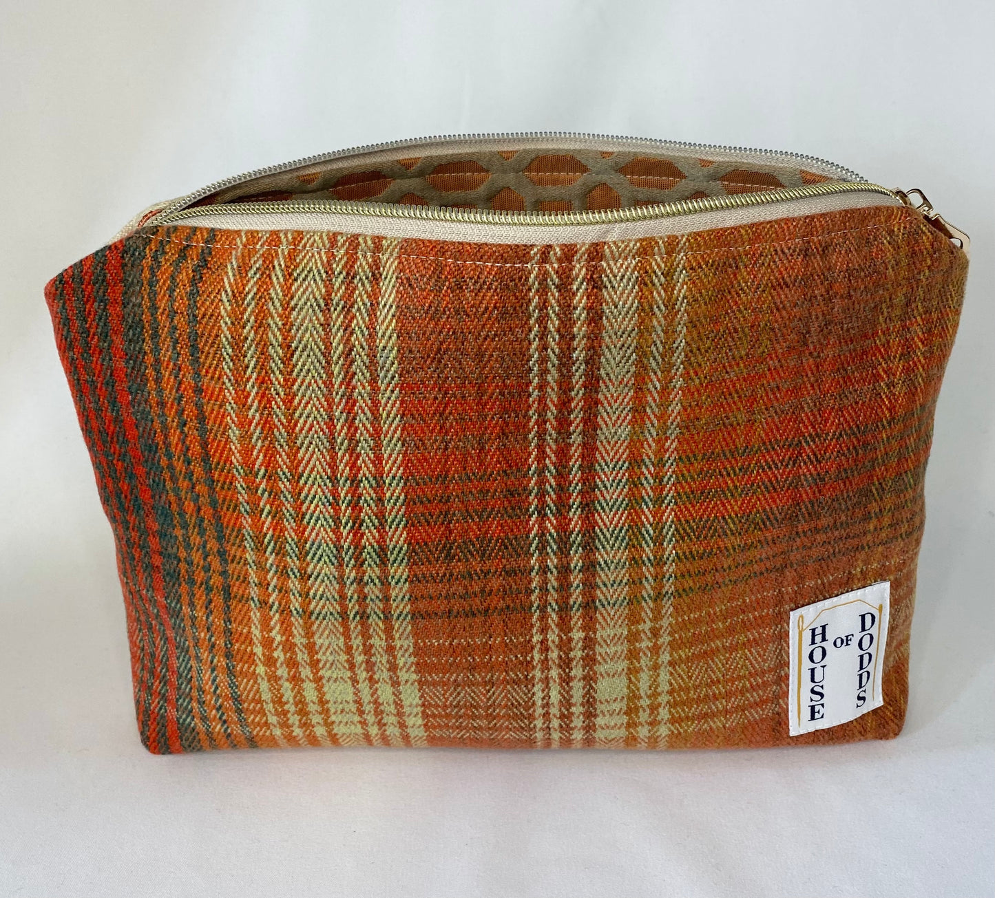 Orange Tartan Cosmetic bag