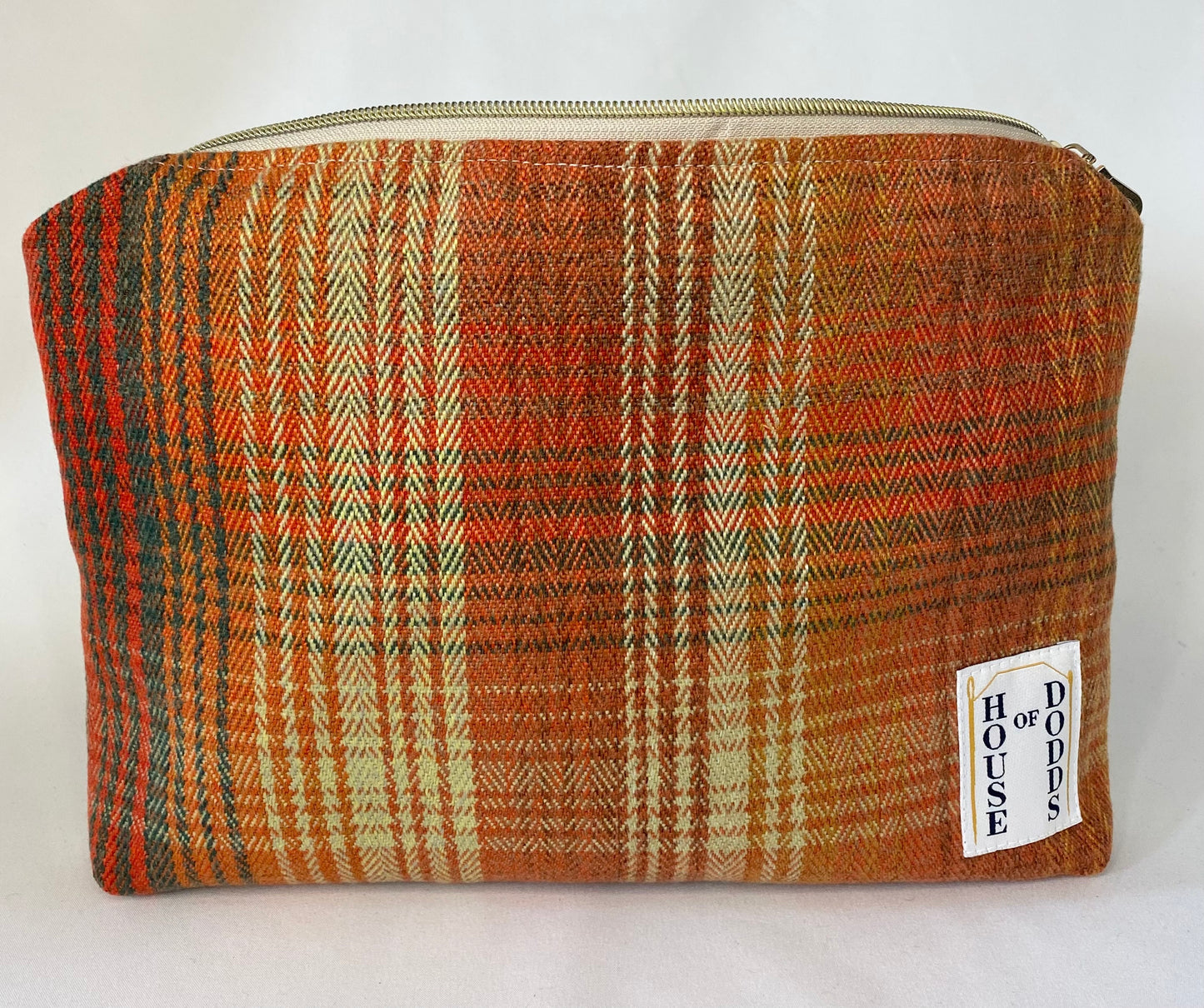 Orange Tartan Cosmetic bag