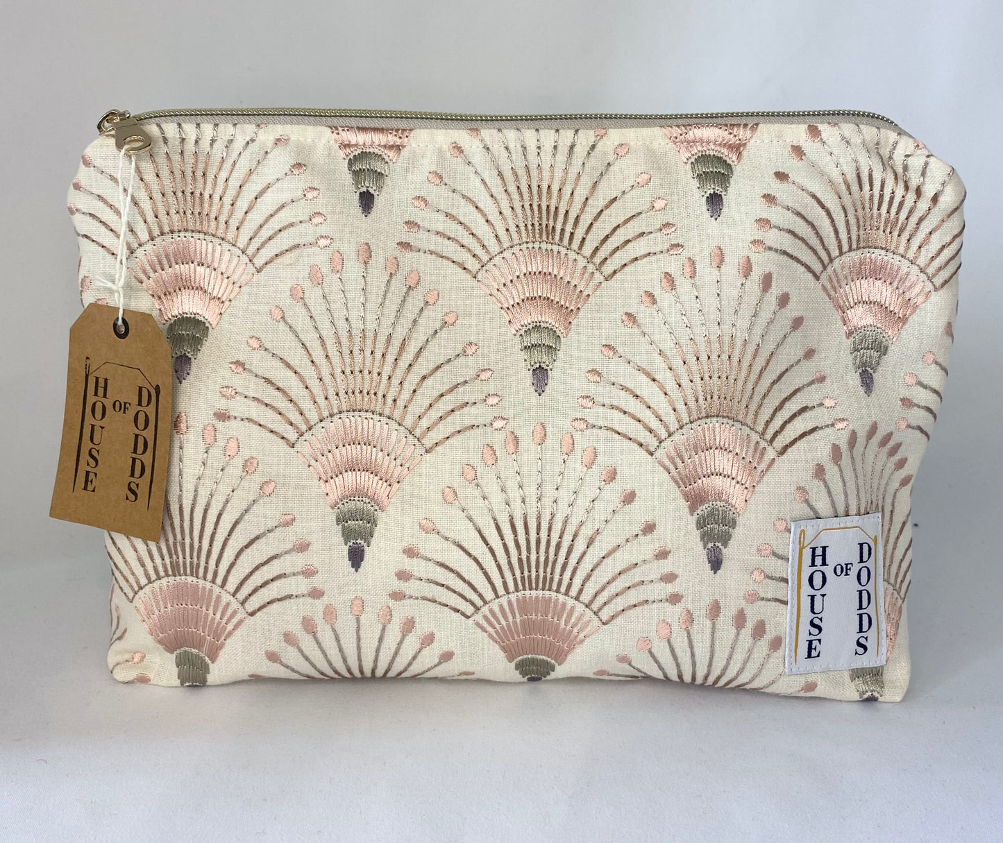 Pink Peacock Embroidered Cosmetic bag