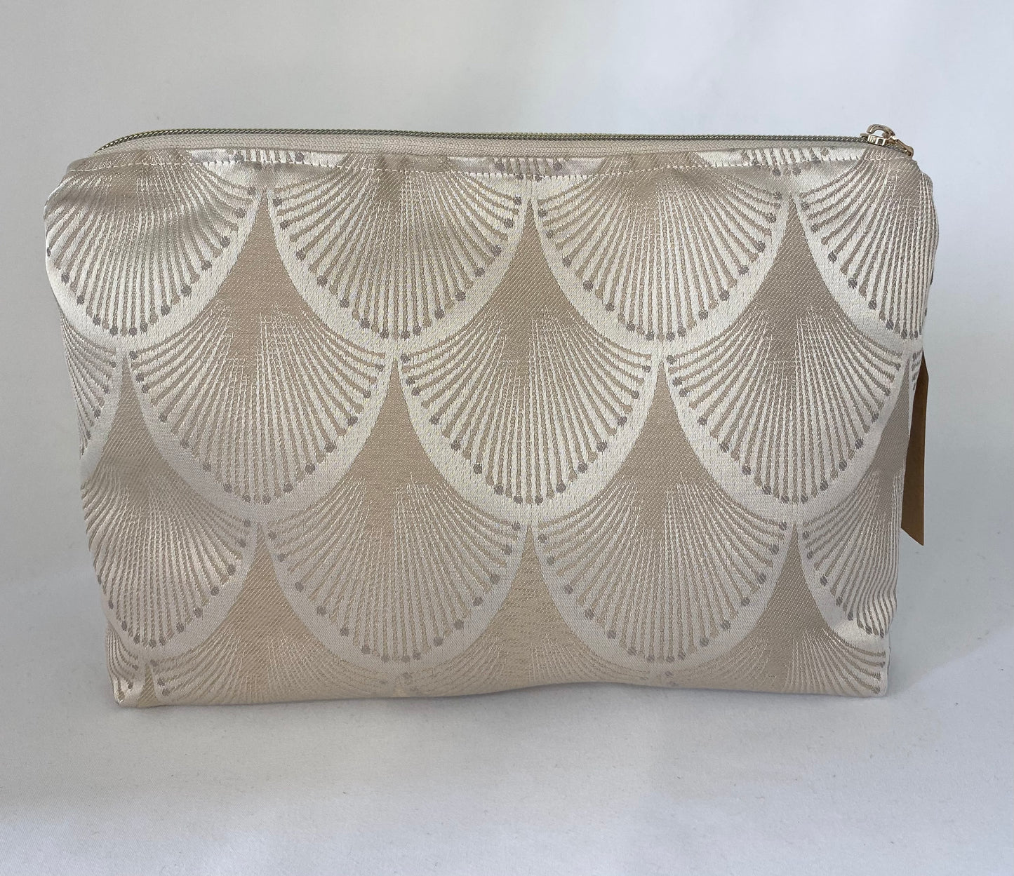 Brown Peacock Embroidered Cosmetic bag