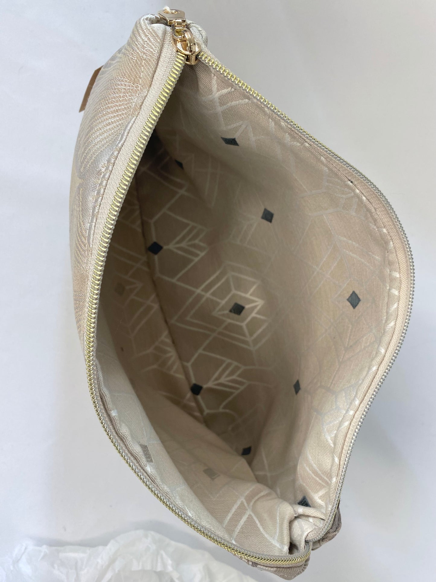 Brown Peacock Embroidered Cosmetic bag