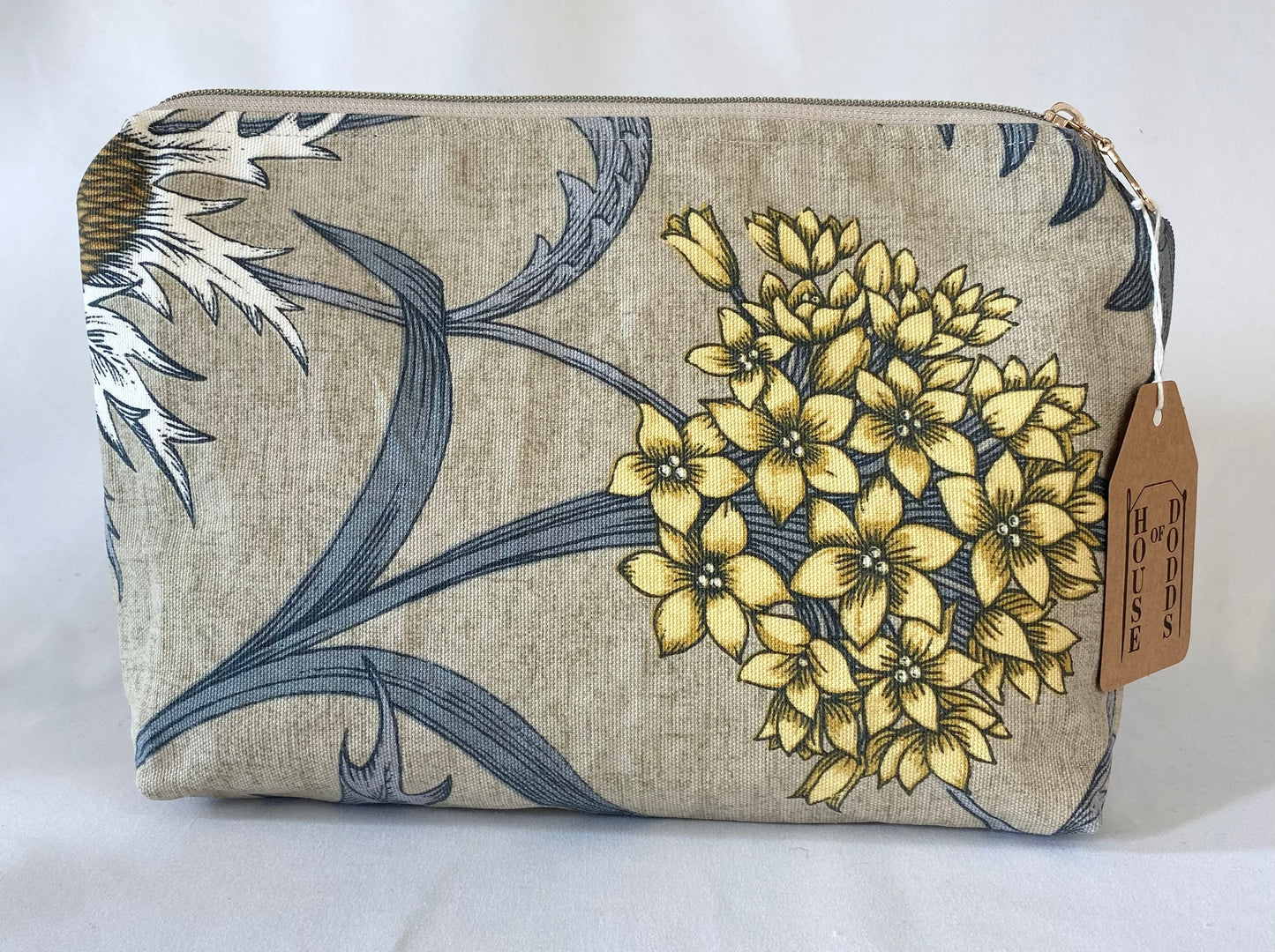 Brown Tartan Cosmetic bag with water resistant lining