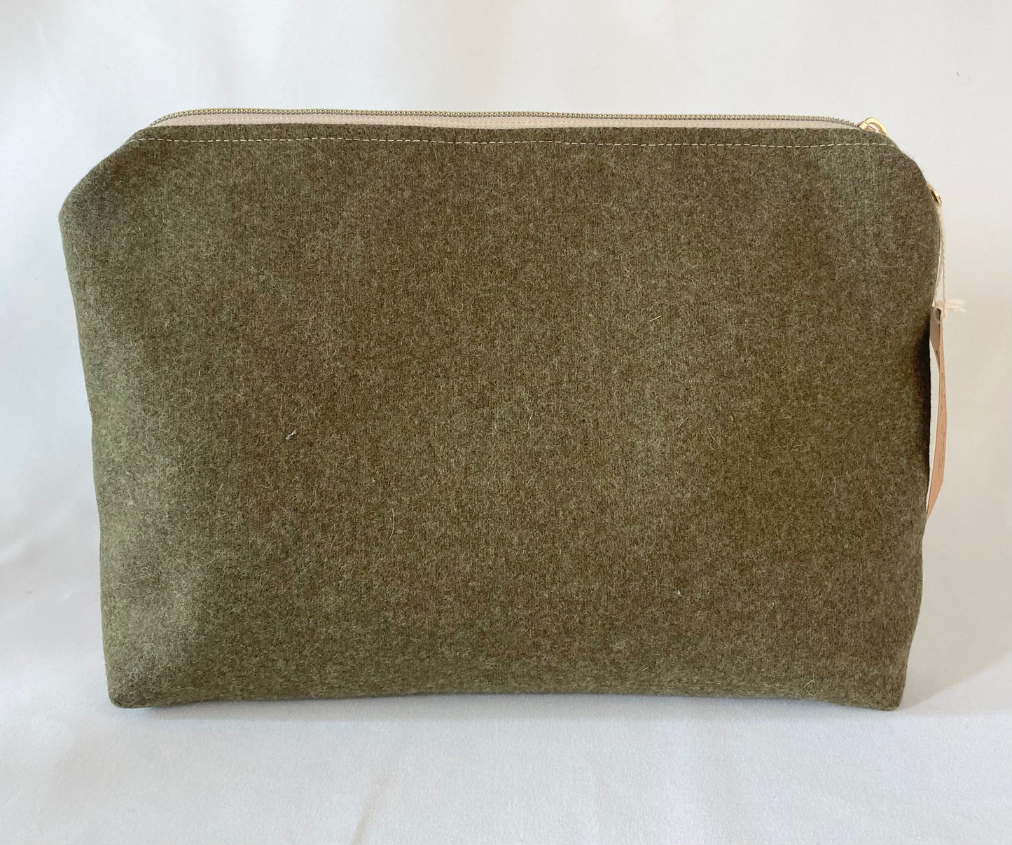 Teal wool Cosmetic bag with water resistant lining