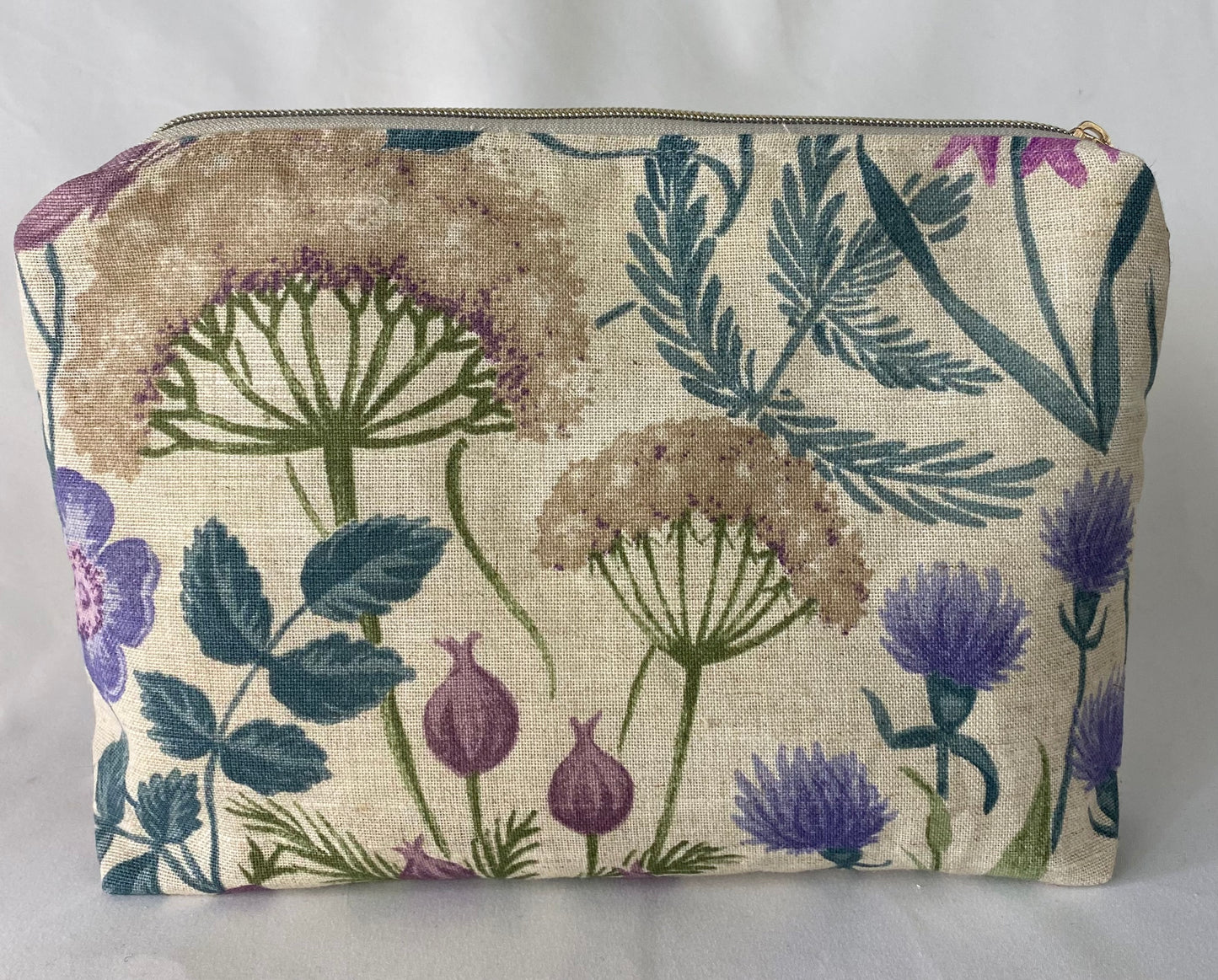 Lilac Tartan Cosmetic bag with water resistant lining