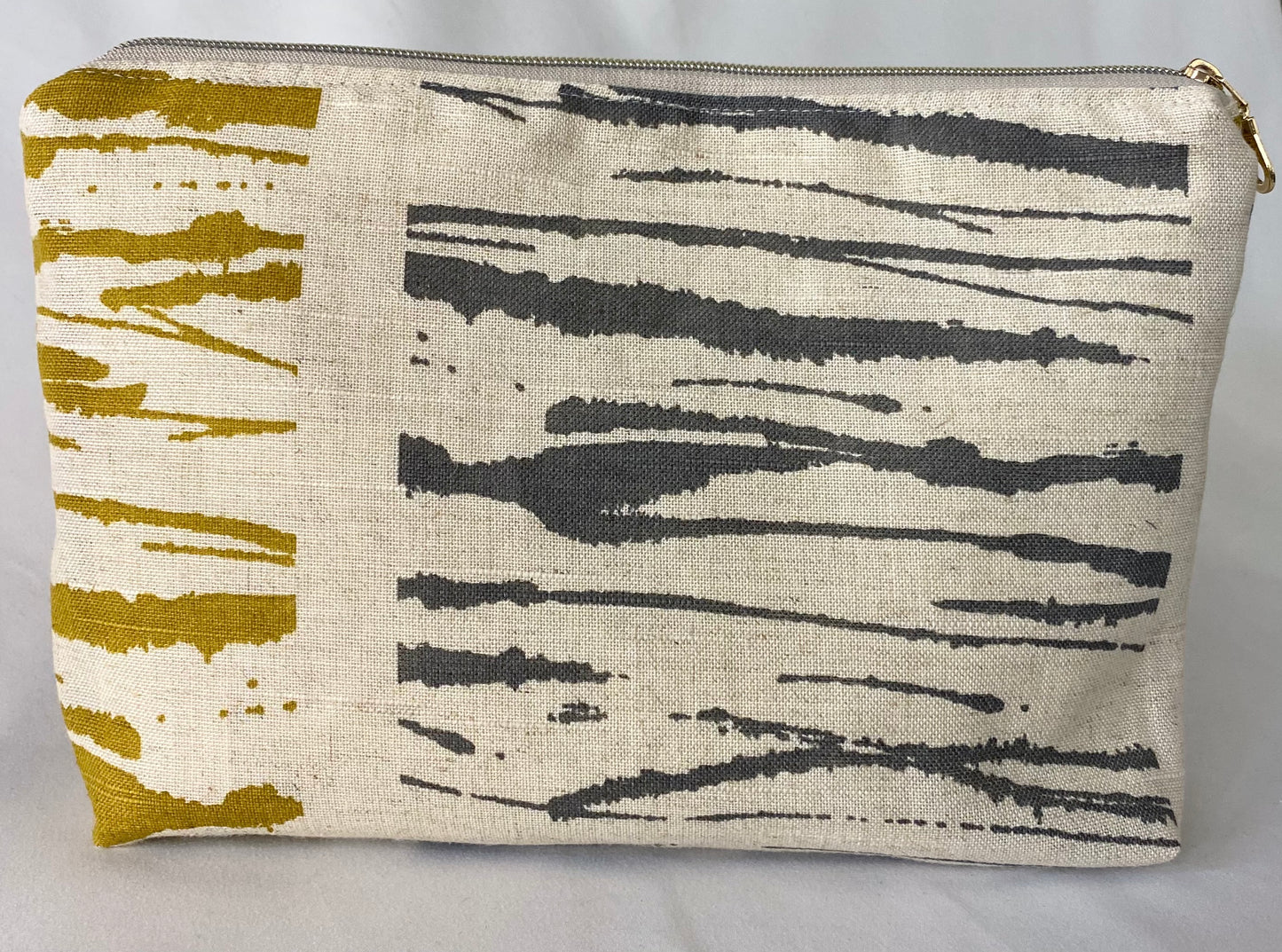 Yellow velvet Cosmetic bag with water resistant lining