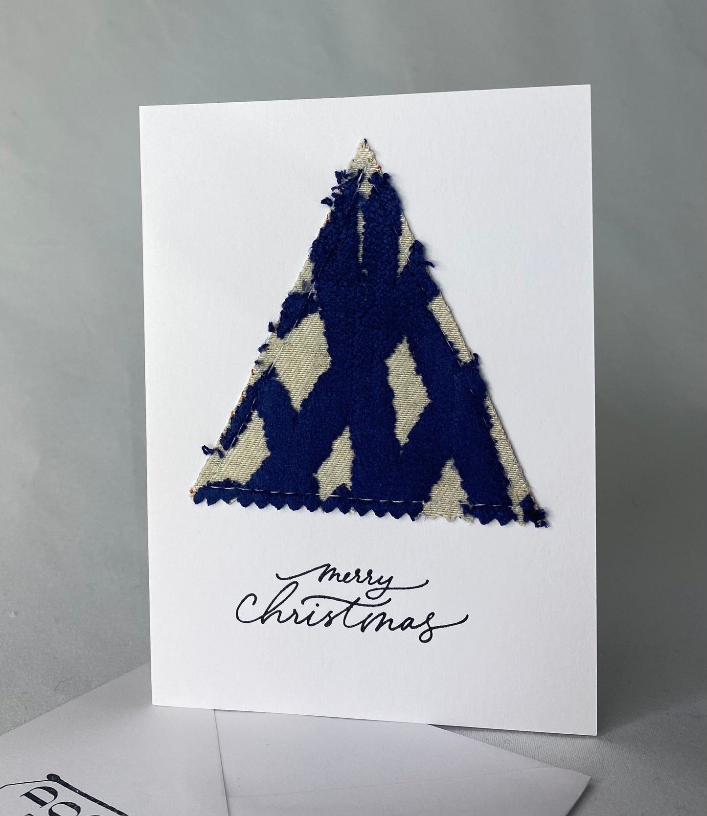 Blue Patterned Velvet Christmas Tree Card!