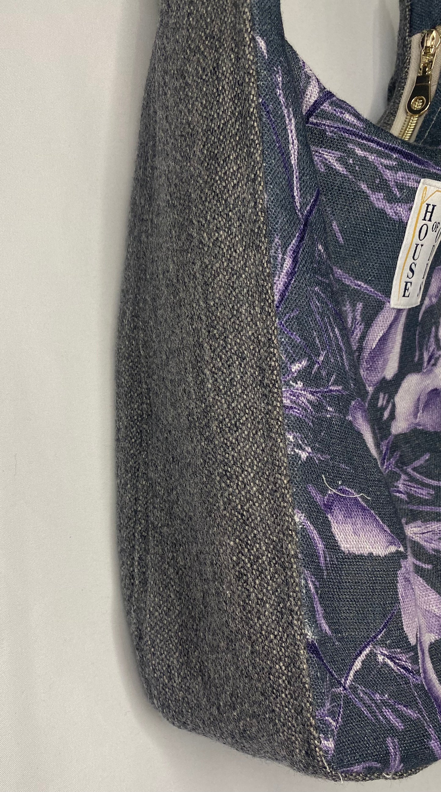 Charcoal and Lilac Woven Hand Bag Large