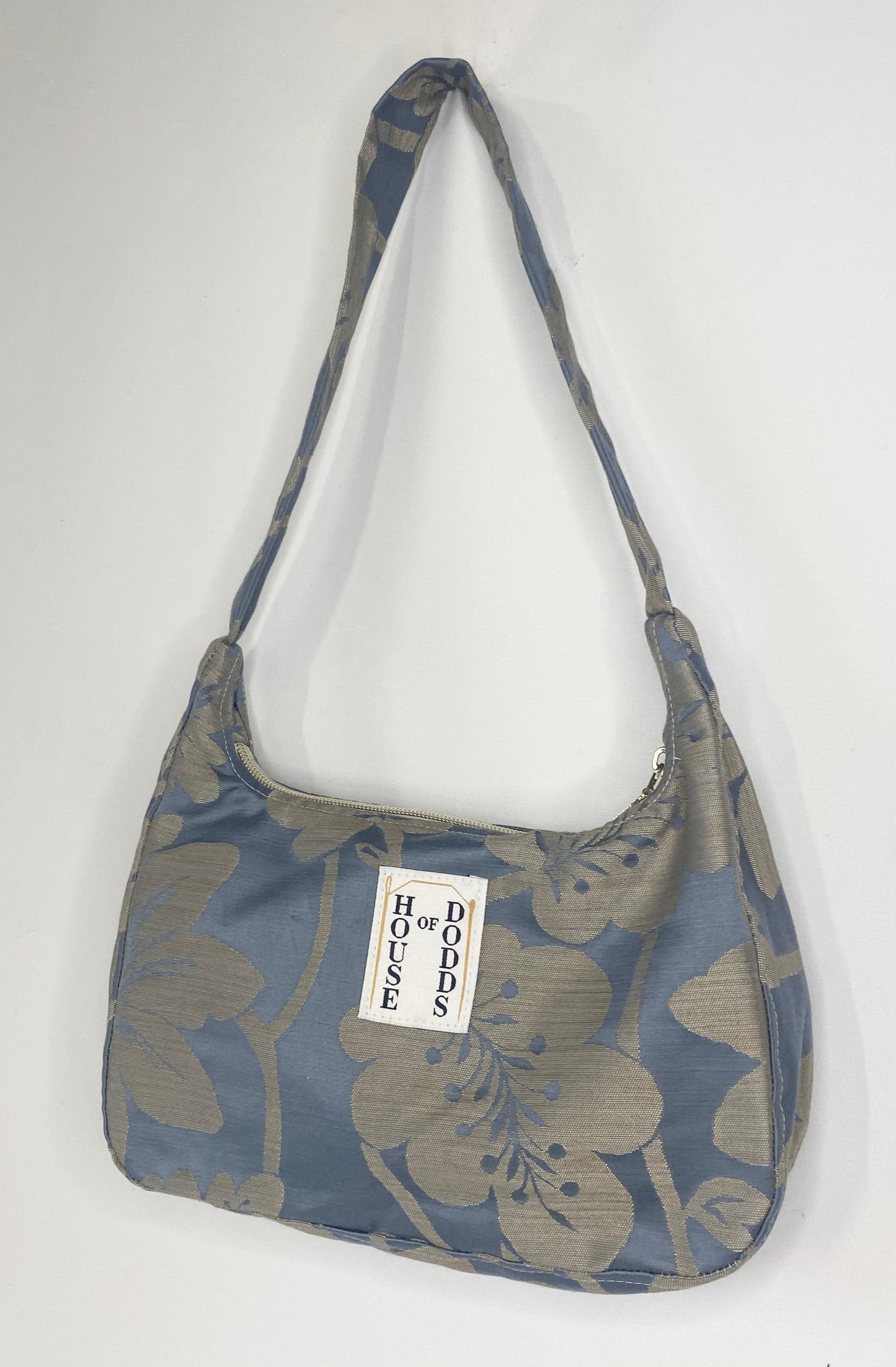 Blue Silk Floral Hand Bag