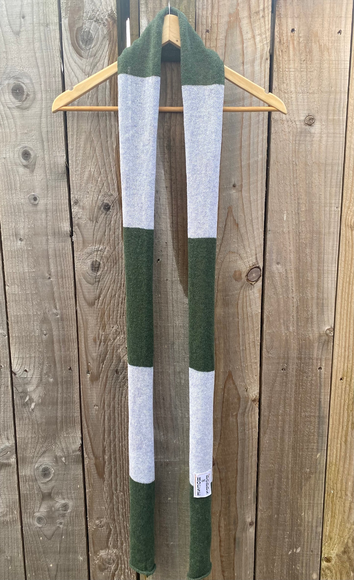 Block Striped Lilac and Green Scarf 100% Lambswool