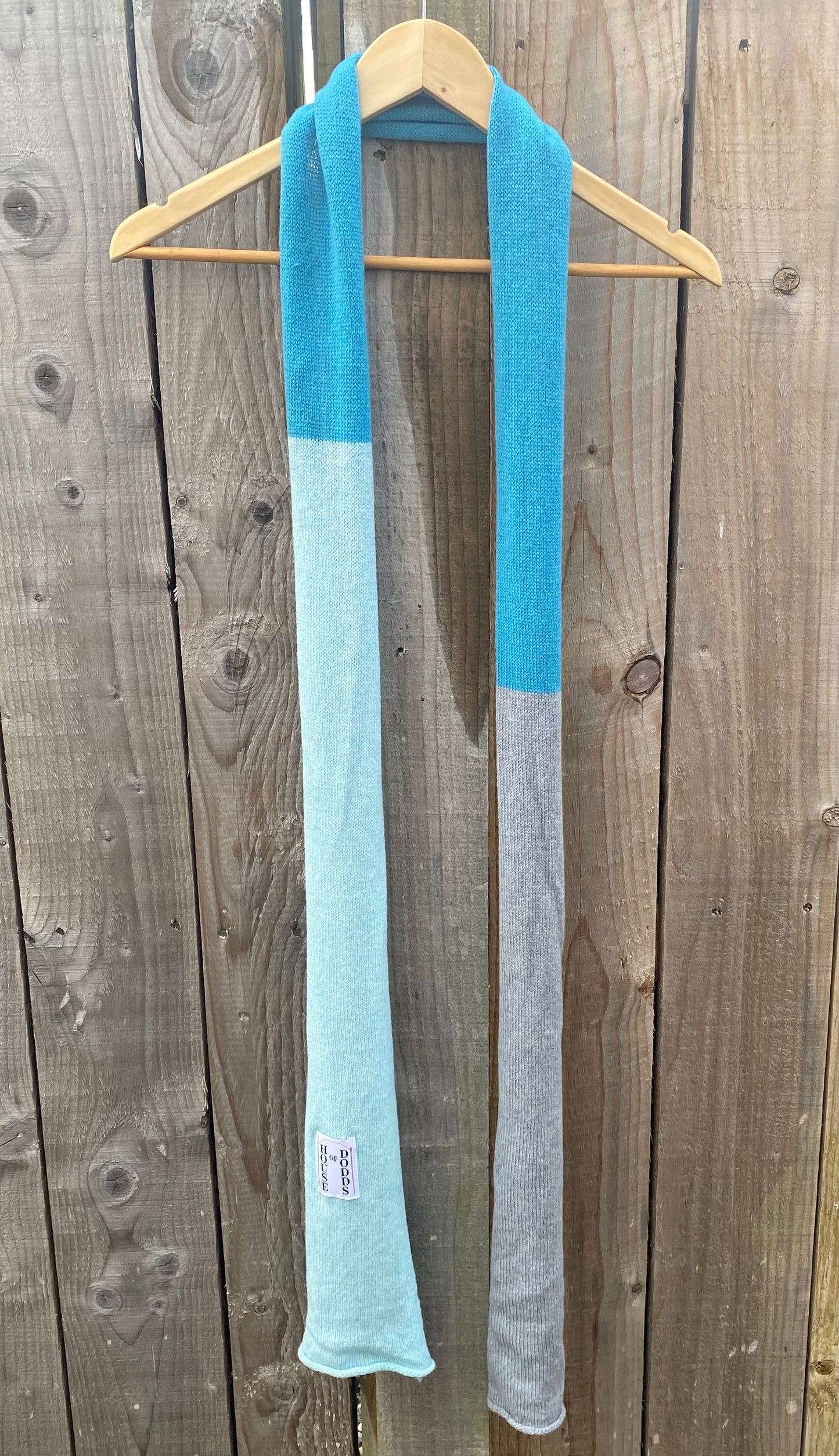 Baby Blue, Sky Blue, Slate Grey Block Scarf 100% Lambswool