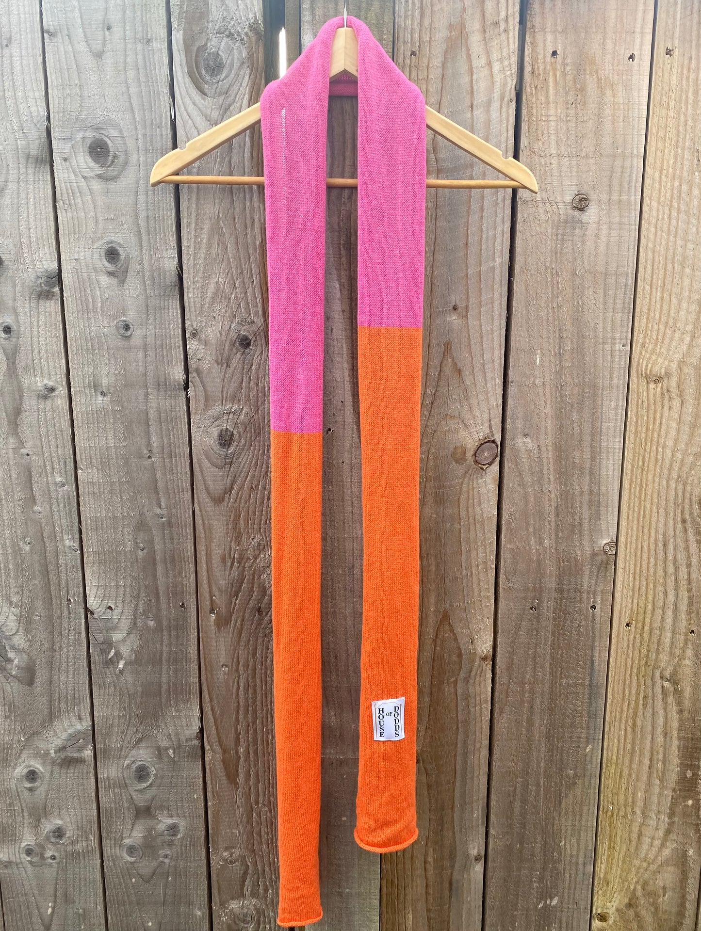 Pink and Orange Block Scarf 100% Lambswool