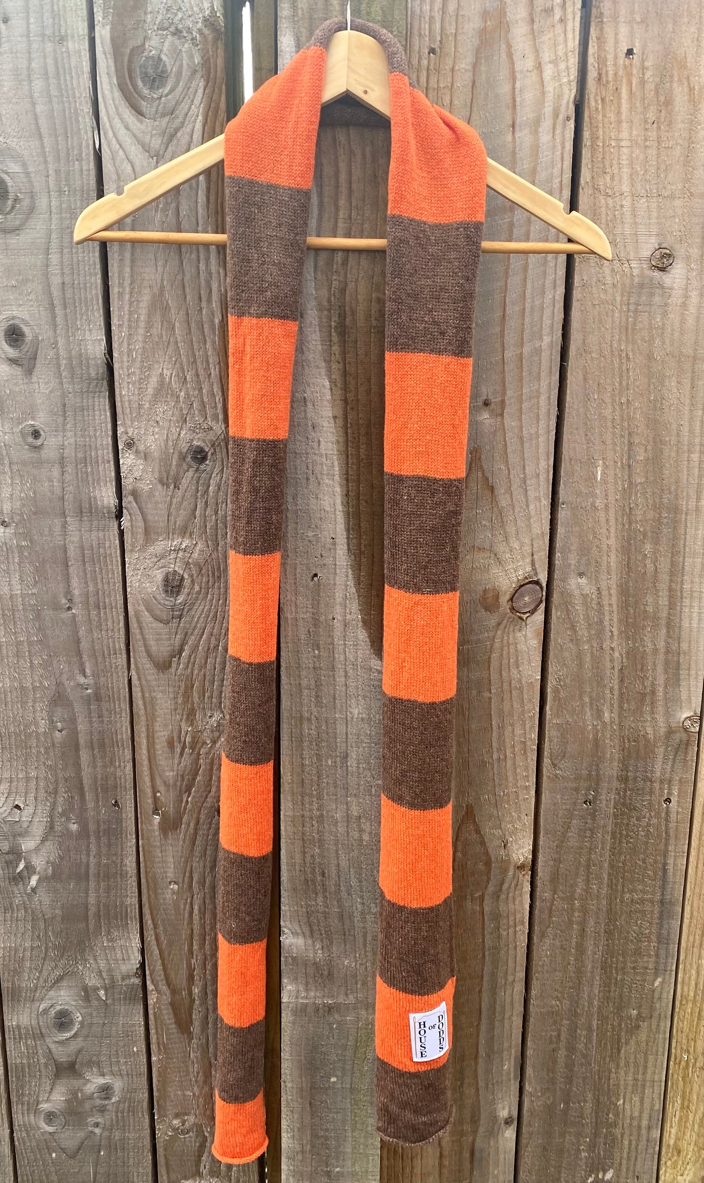 Striped Brown and Orange Scarf 100% Lambswool