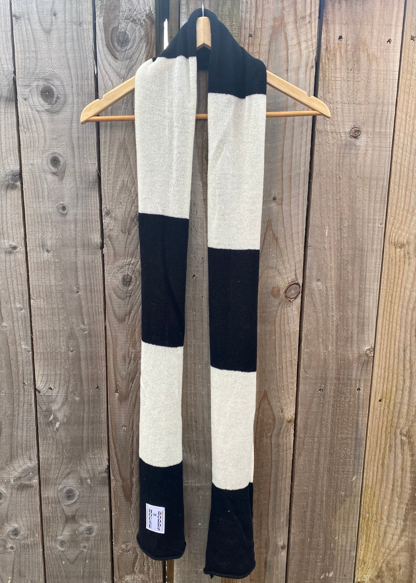 Block Striped Black and White Scarf 100% Lambswool