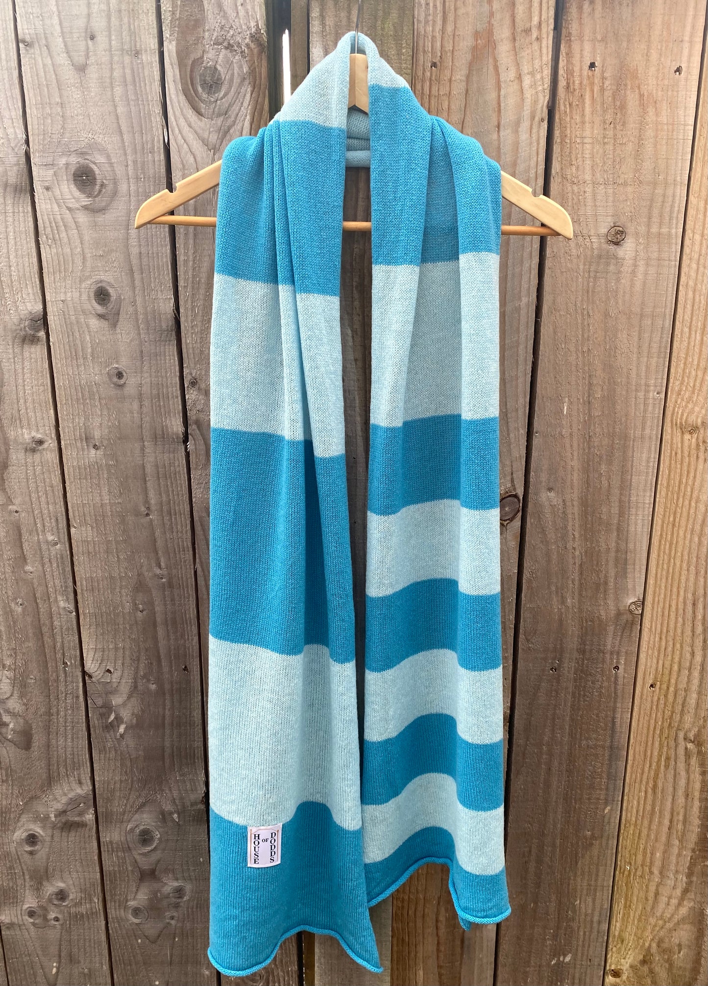 Increasing Stripes Blue on Blue Scarf 100% Lambswool