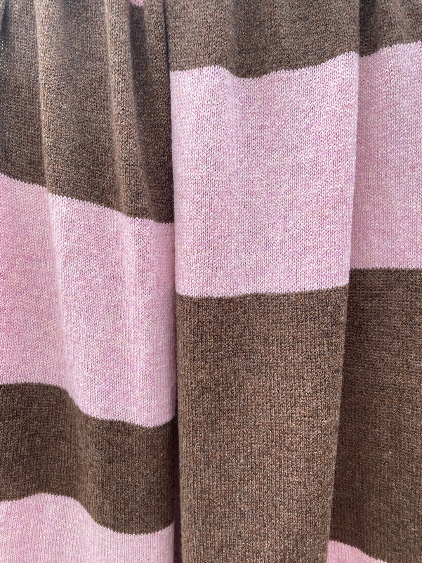 Increasing Stripes Pink and Brown Scarf 100% Lambswool