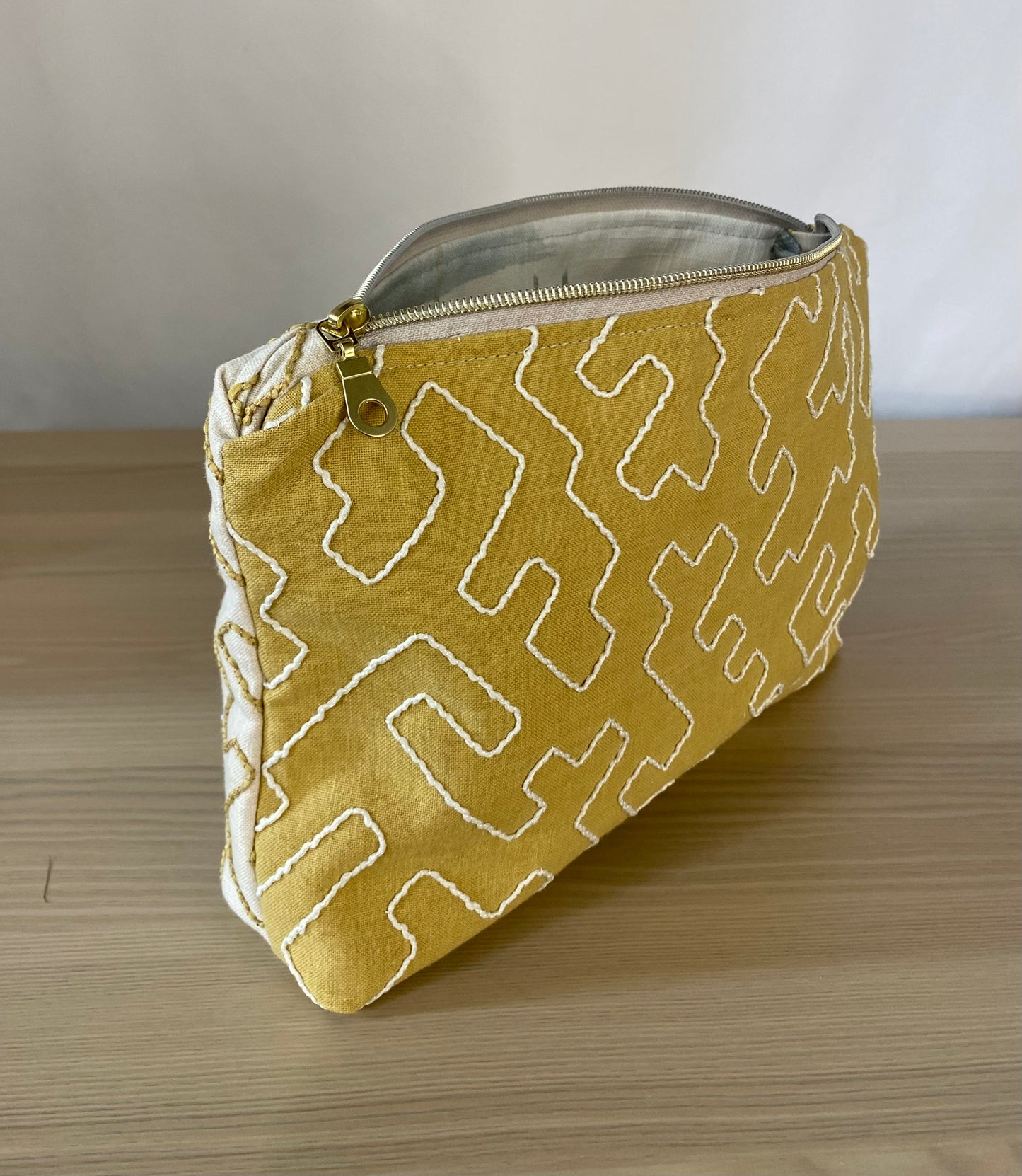 Yellow Textured Cosmetic bag