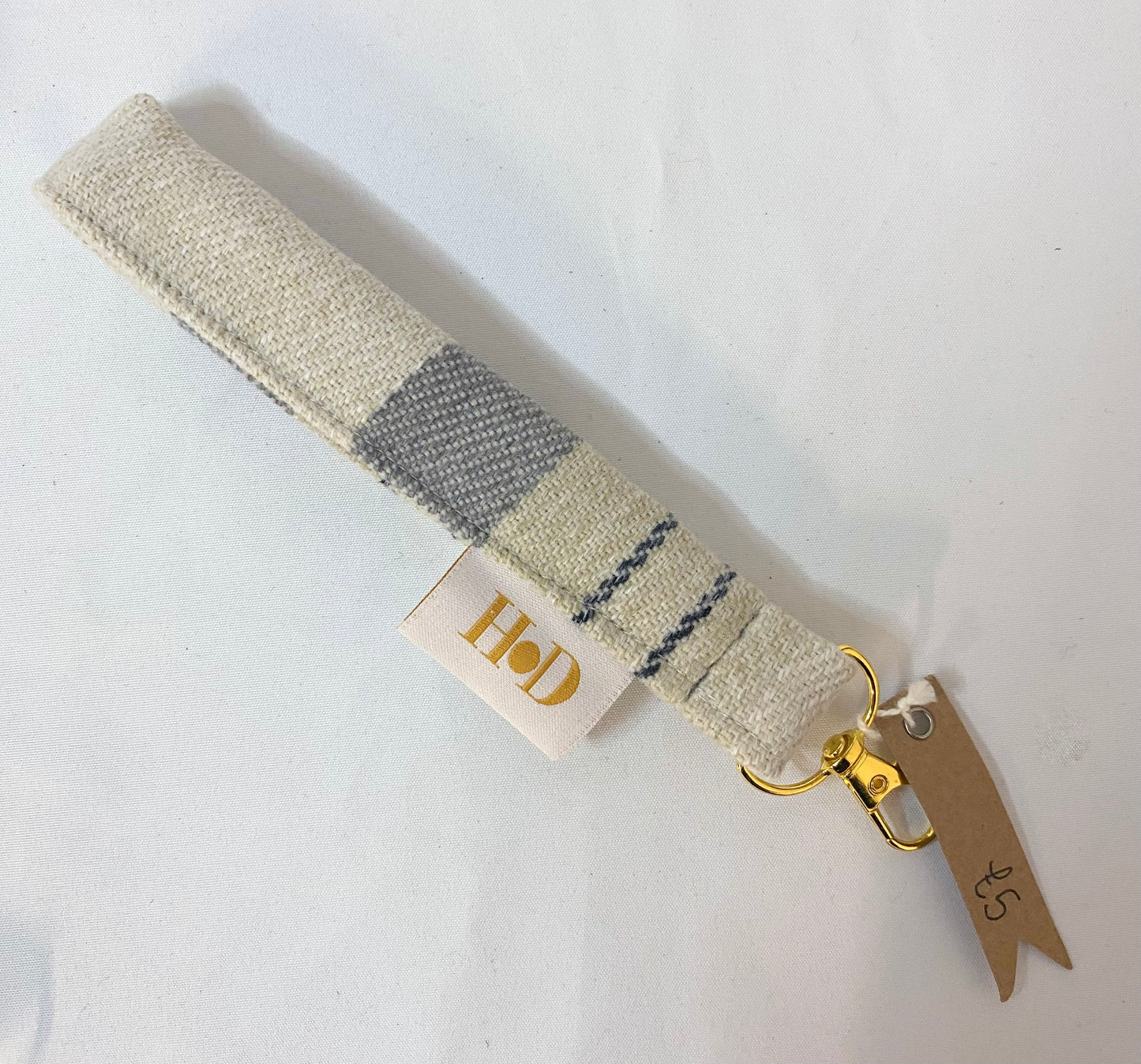 Cream and grey woven with Gold Clasp -Key Holder