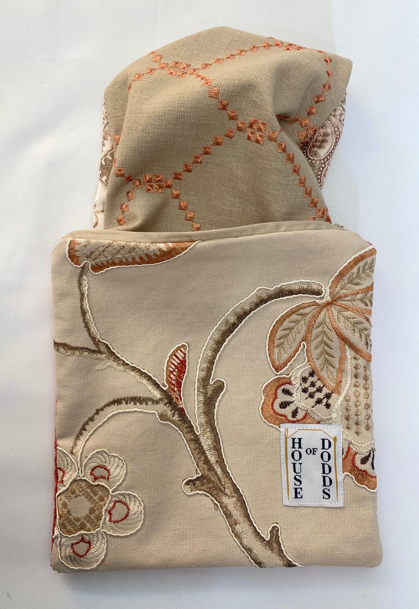 Orange Floral Travel Pouch with velvet back