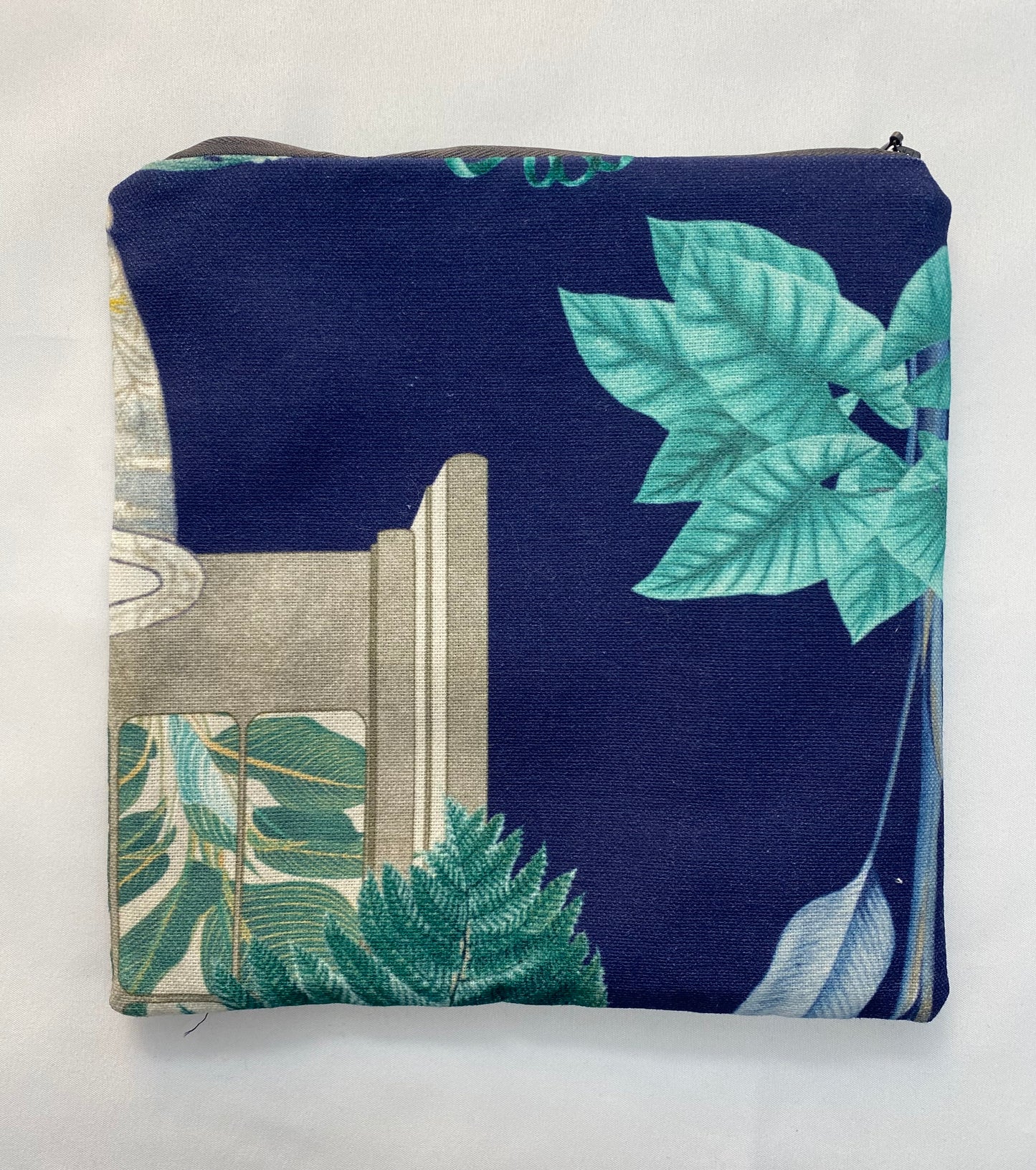 Dark Blue Embroidered Travel Pouch – Crafted from iLiv Interior Textile Fabric