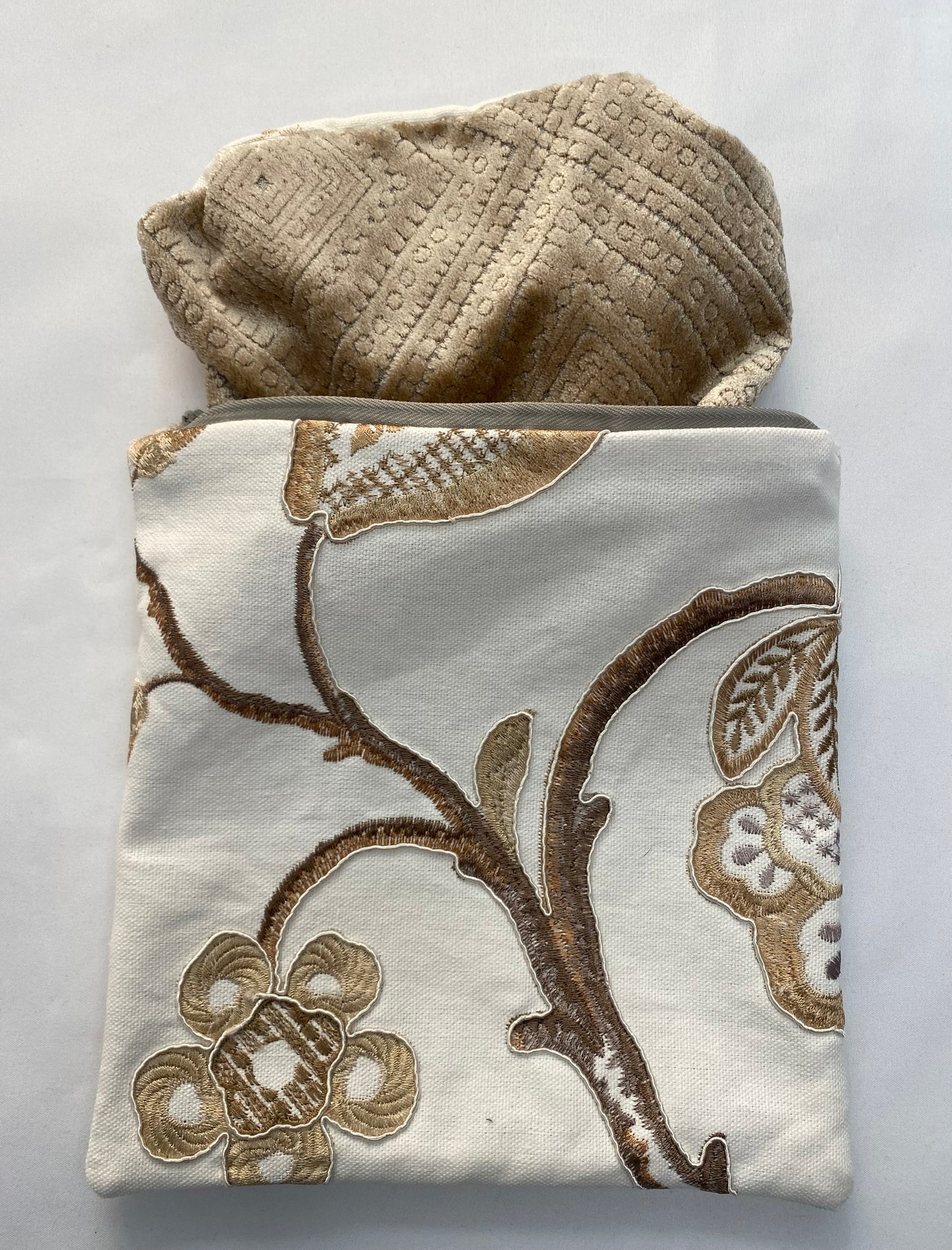 Velvet and Floral Travel Pouch