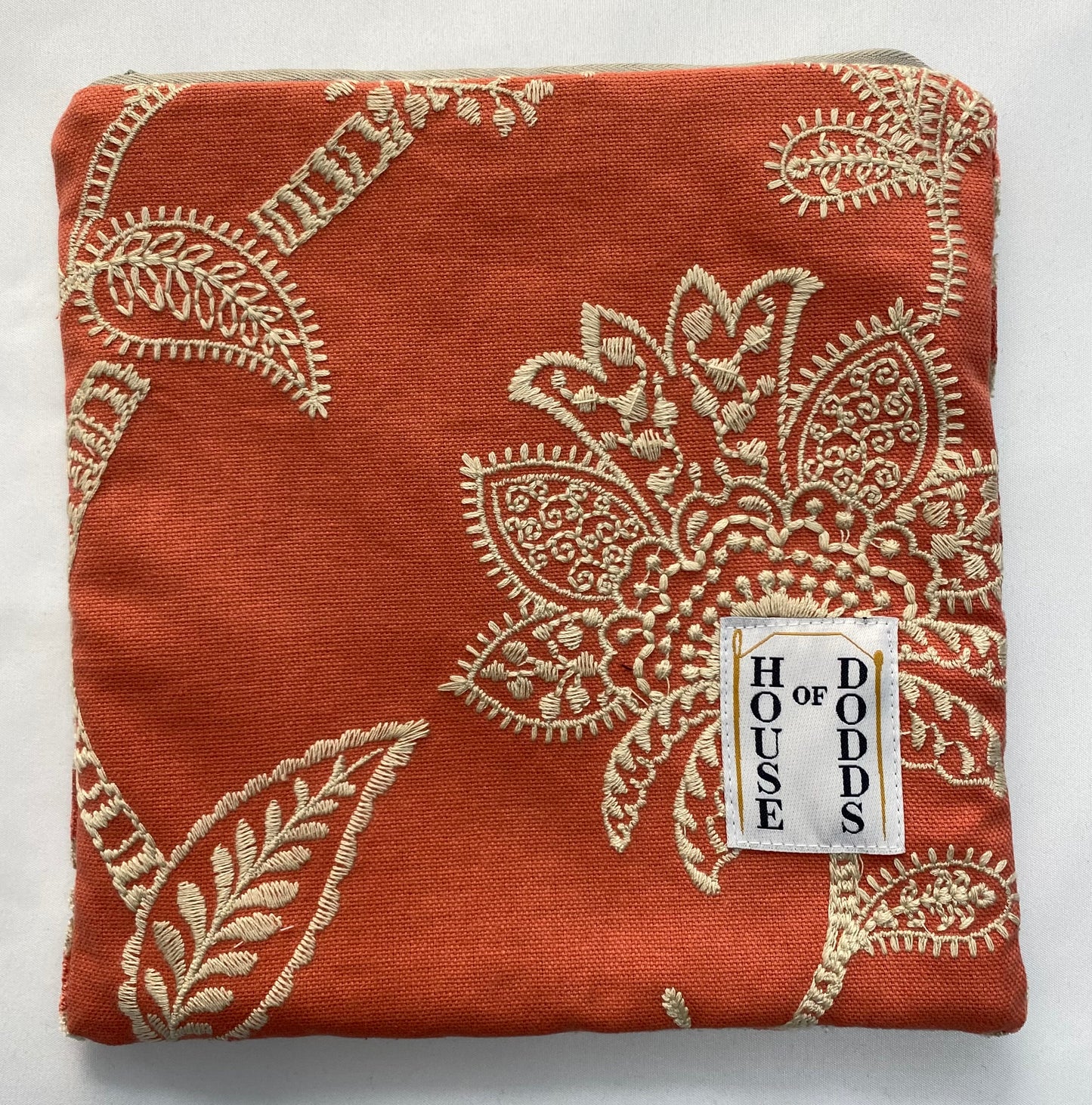 Elegant Square Travel Pouch – Terracotta and Velvet Design