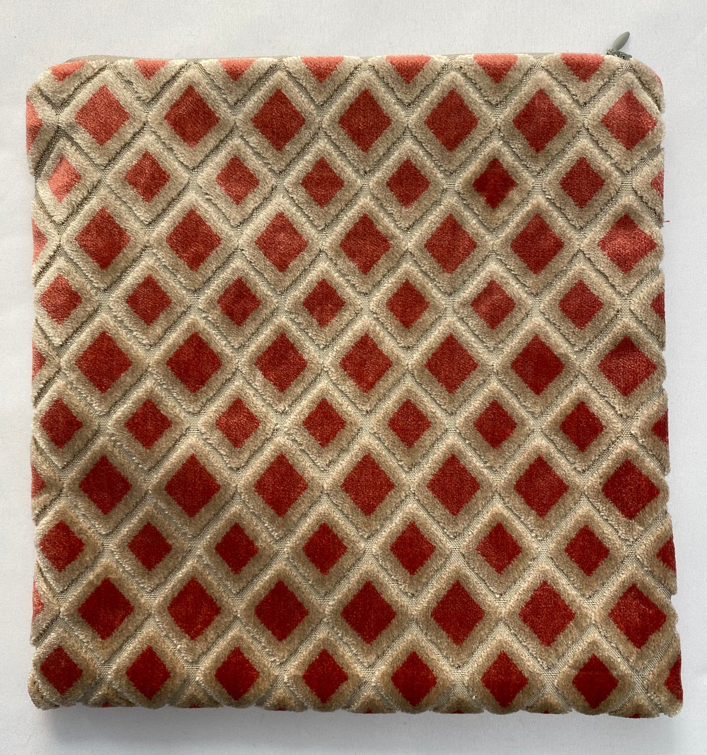 Elegant Square Travel Pouch – Terracotta and Velvet Design