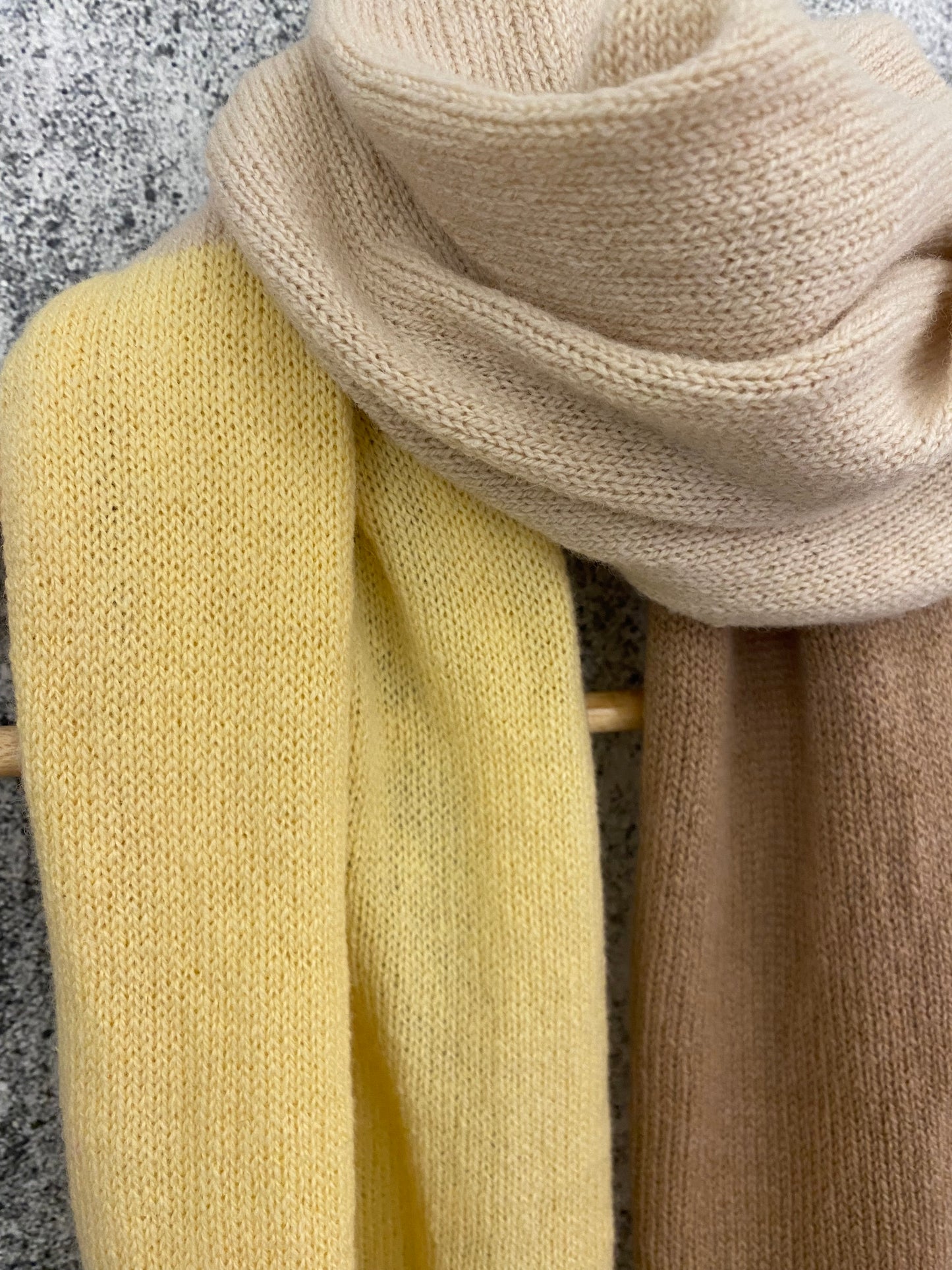 Tonal Earthy Lambswool Scarf – Yellow, Camel, and Beige