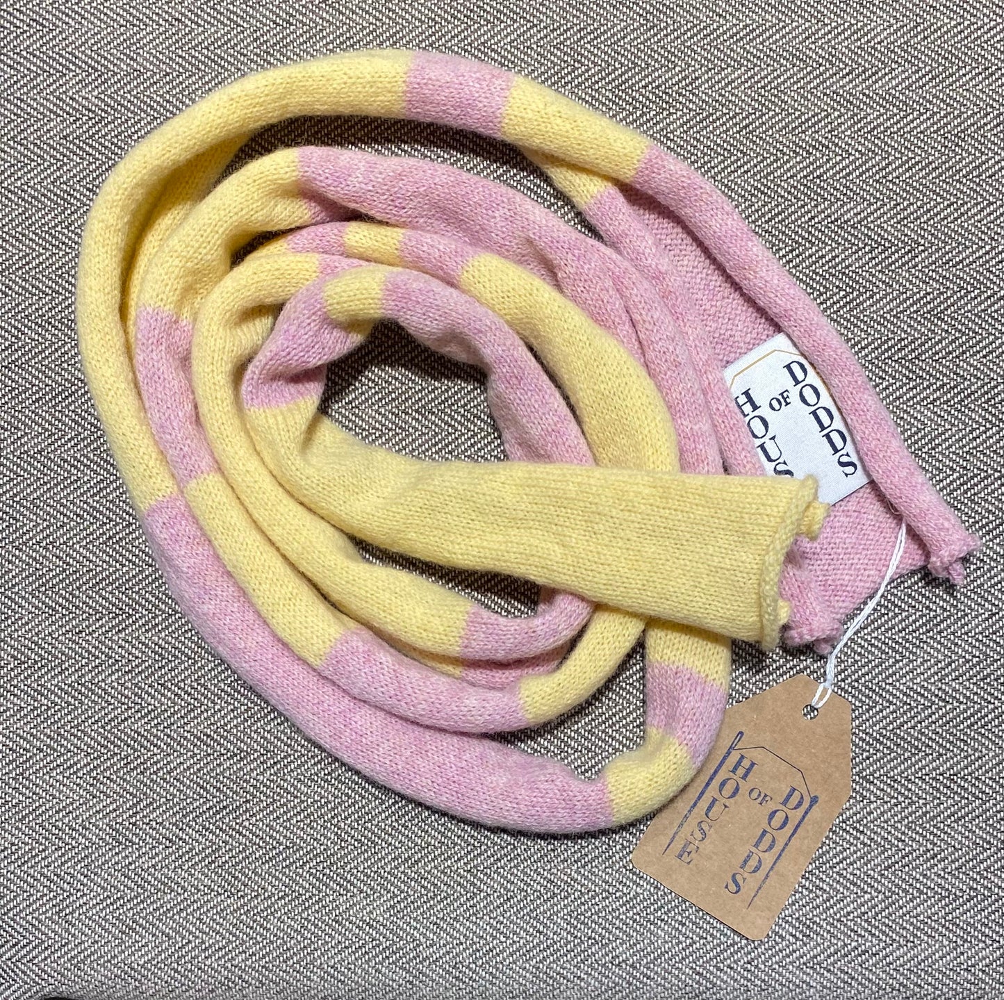 Pink and Yellow Lambswool Colour Block Skinny Scarf