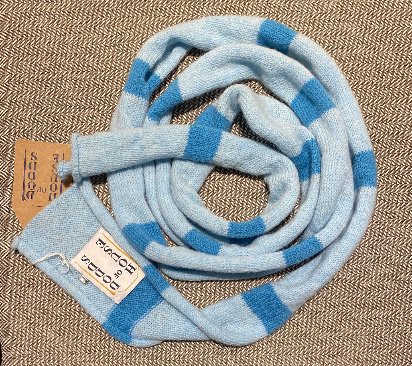 Blue Striped Skinny Scarf 100% Lambswool