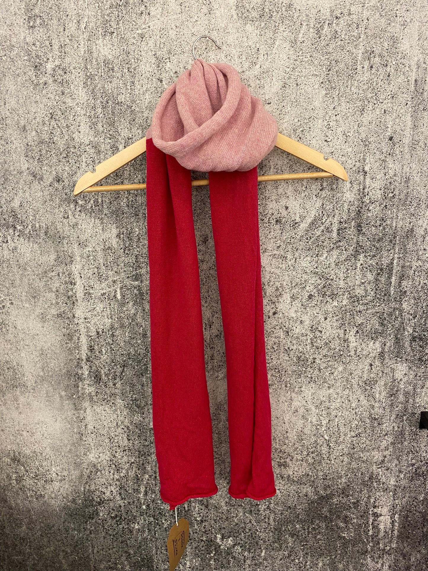 Cherry Pink and Baby Pink Block Colour Lambswool Scarf