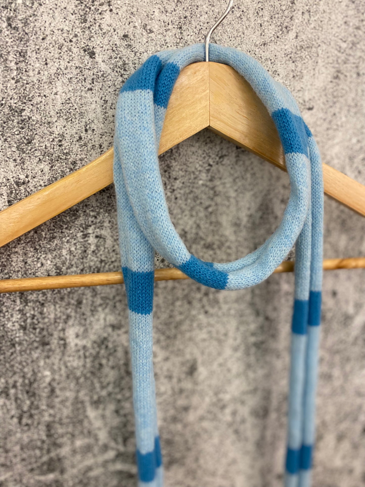 Blue Striped Skinny Scarf 100% Lambswool