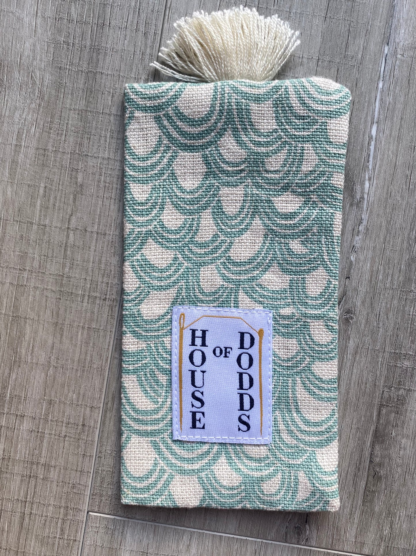 hand made book mark boho vibes cotton fabric with decretive tassel. small bookmark perfect for use in Children's books as its small and wide. reusable and zero waste