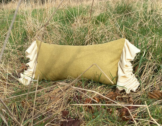 Green and Cream Sleepy Frill Cushion – Limited Edition, Handcrafted Charm