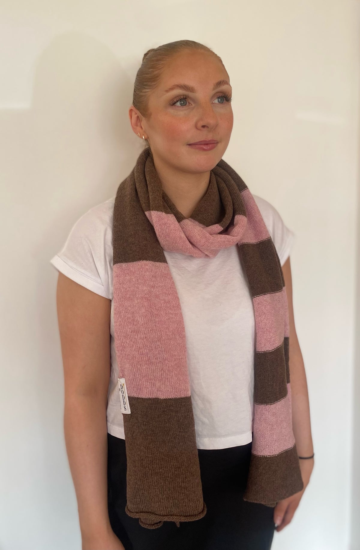Increasing Stripes Pink and Brown Scarf 100% Lambswool