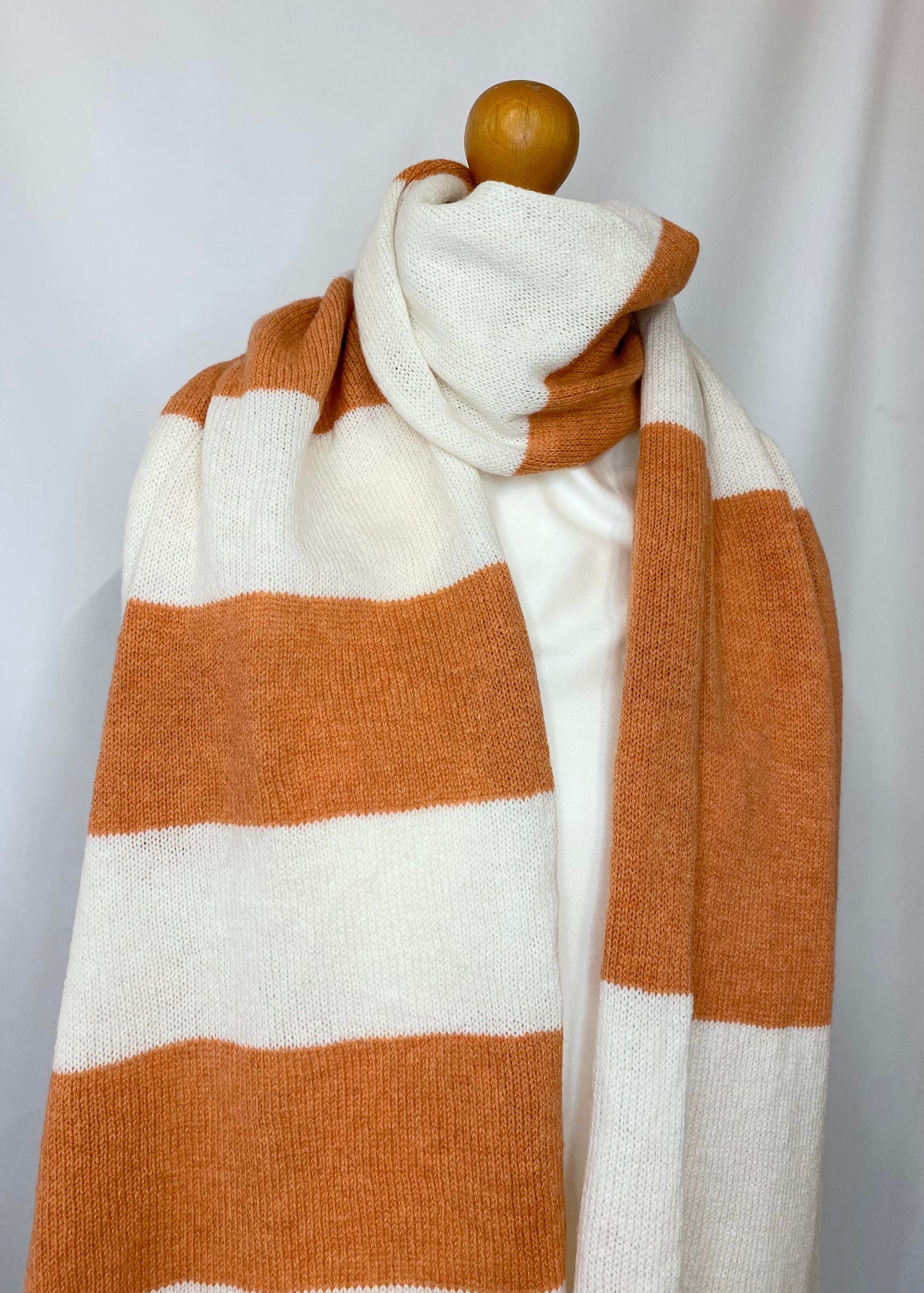 Increasing Stripes Orange and Cream Scarf 100% Lambswool