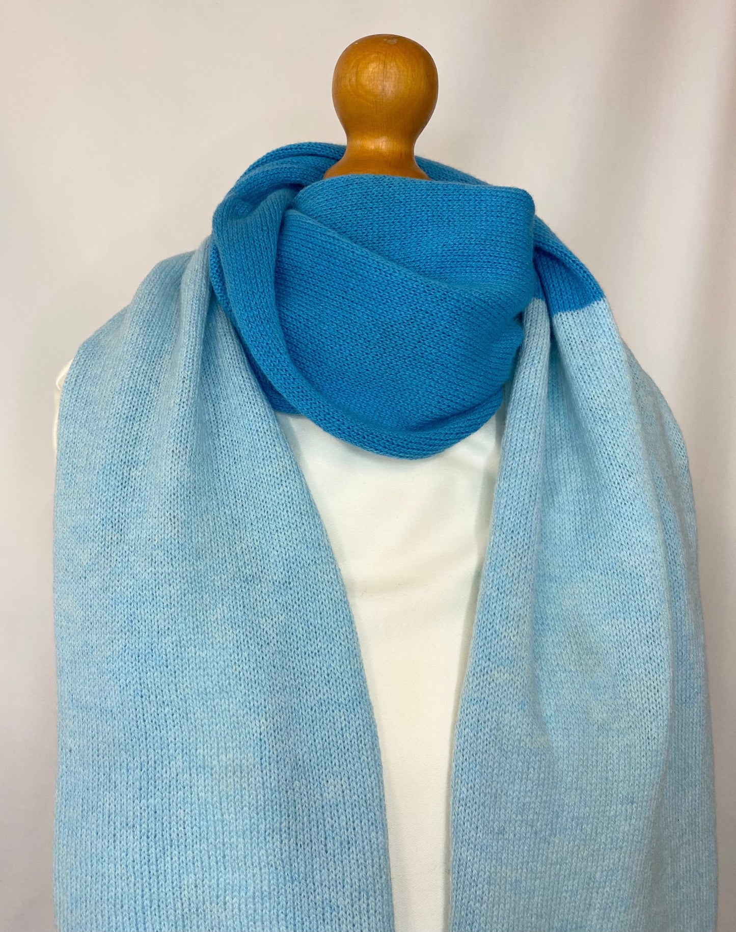Blue and Baby Blue Block Colour 100% Lambswool Scarf