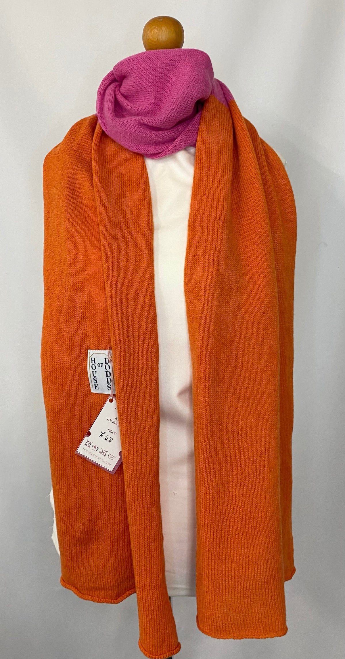 Pink and Orange Block Scarf 100% Lambswool