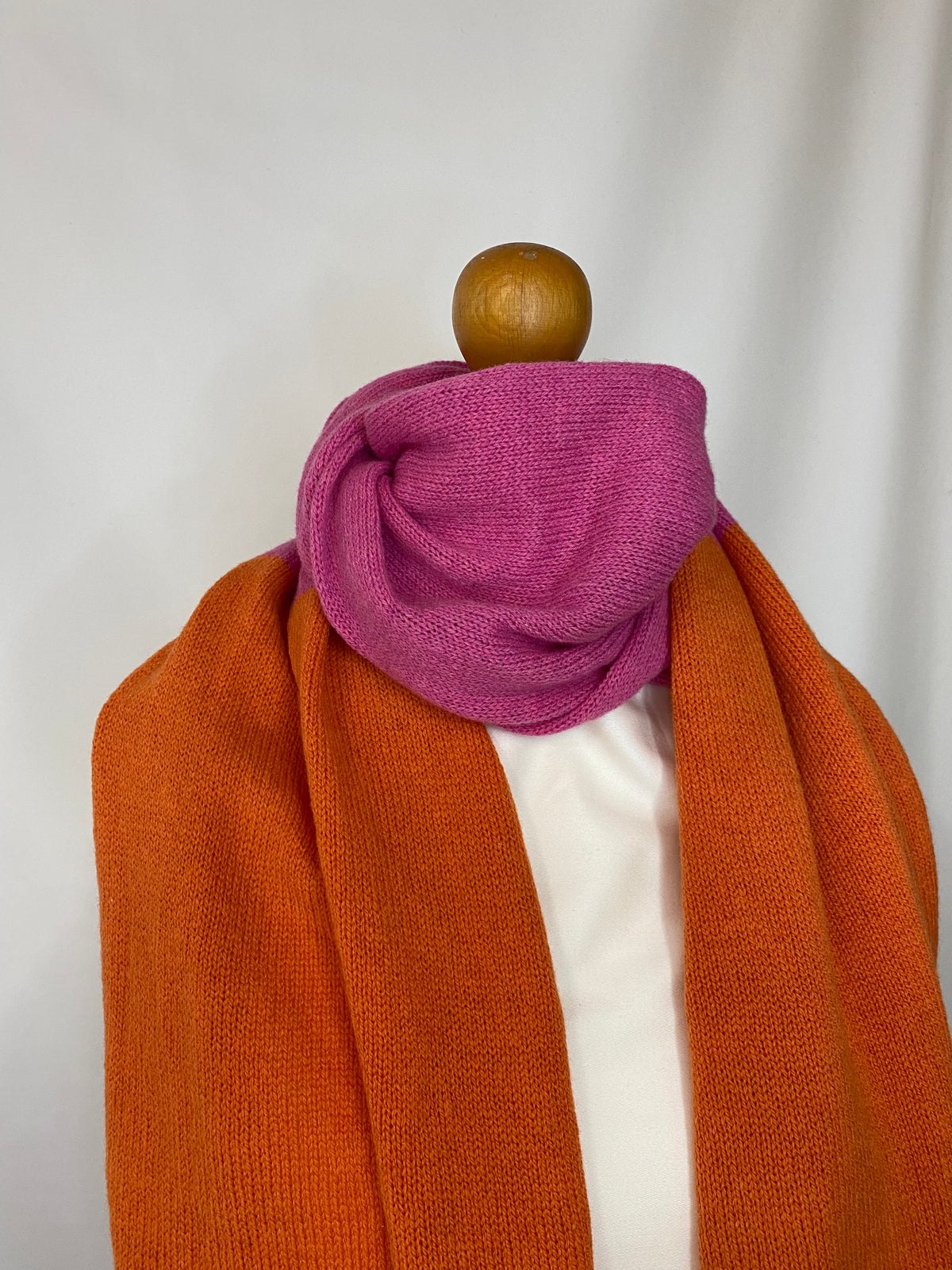 Pink and Orange Block Scarf 100% Lambswool