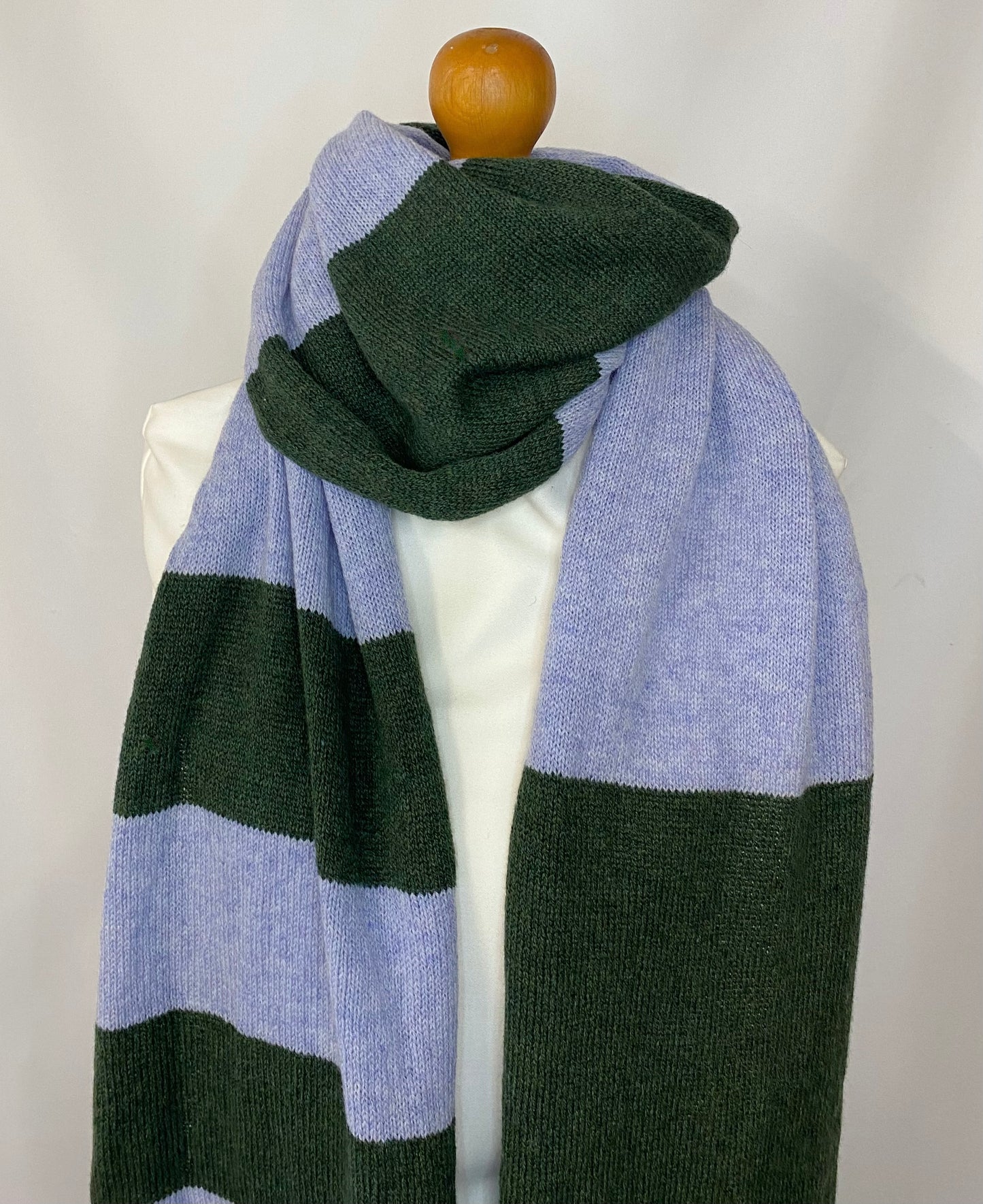 Increasing Stripes Lilac and Green Scarf 100% Lambswool